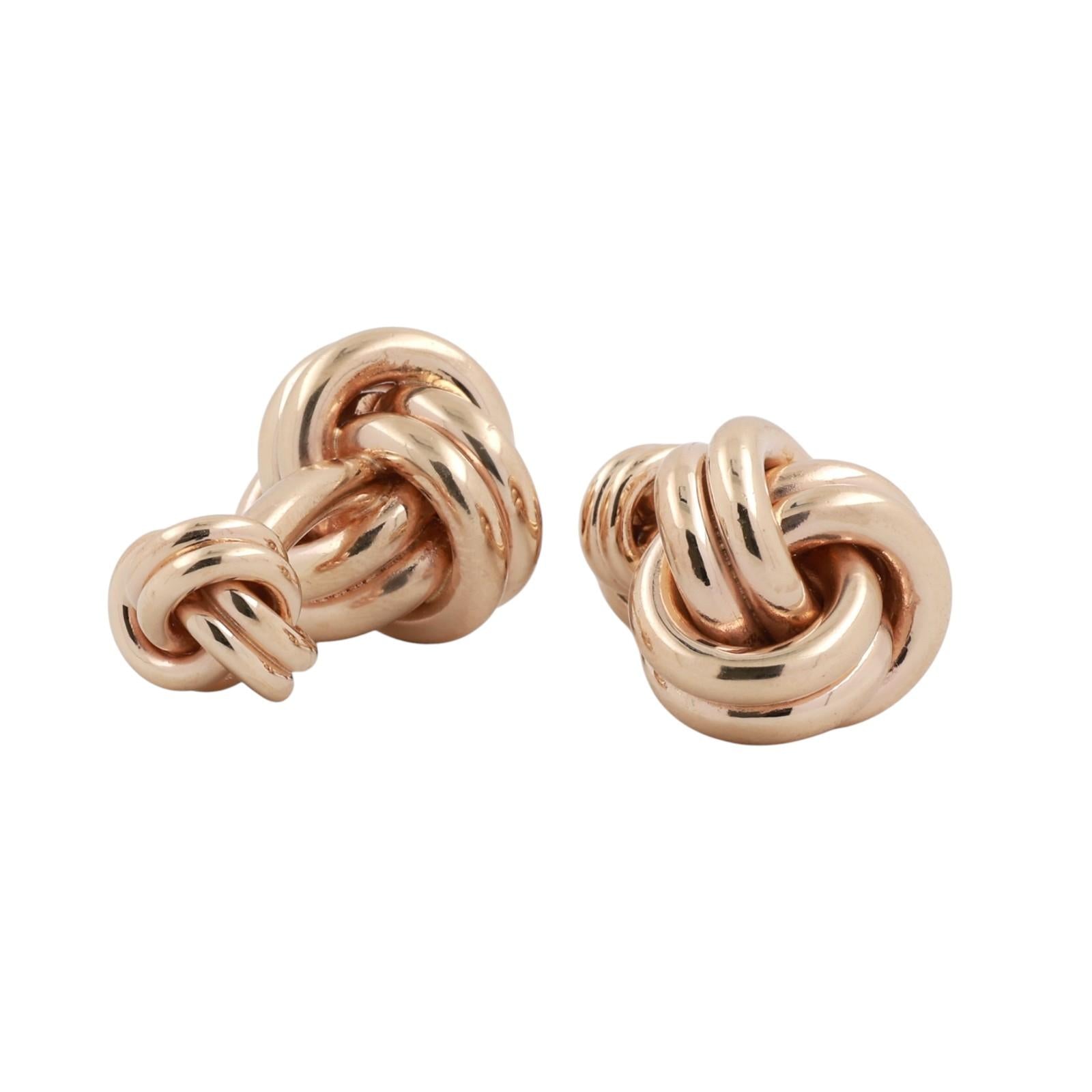 Tiffany & Co 14K Gold Double Love Knot Cufflinks Vintage Mens Heavy