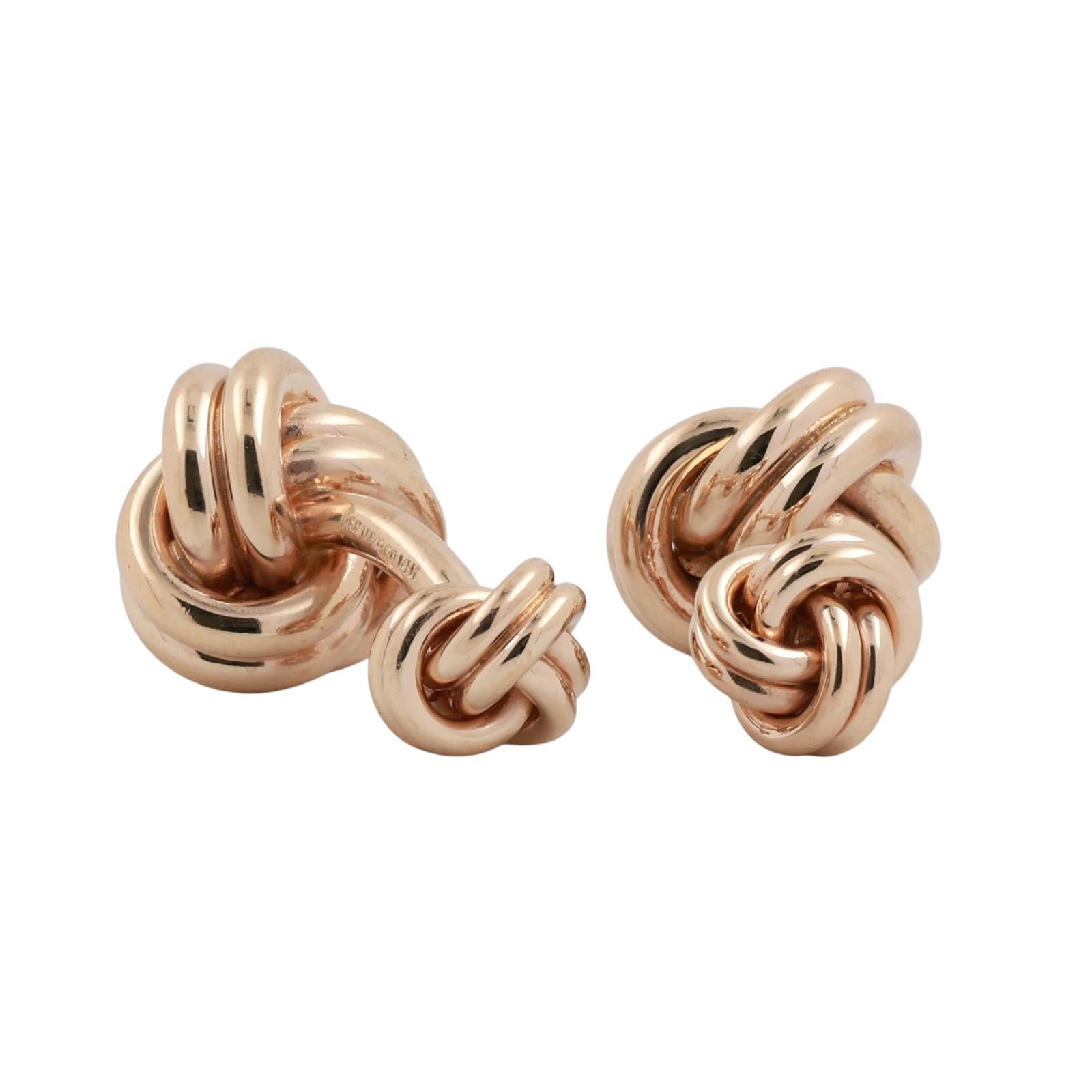 Tiffany & Co 14K Gold Double Love Knot Cufflinks Vintage Mens Heavy