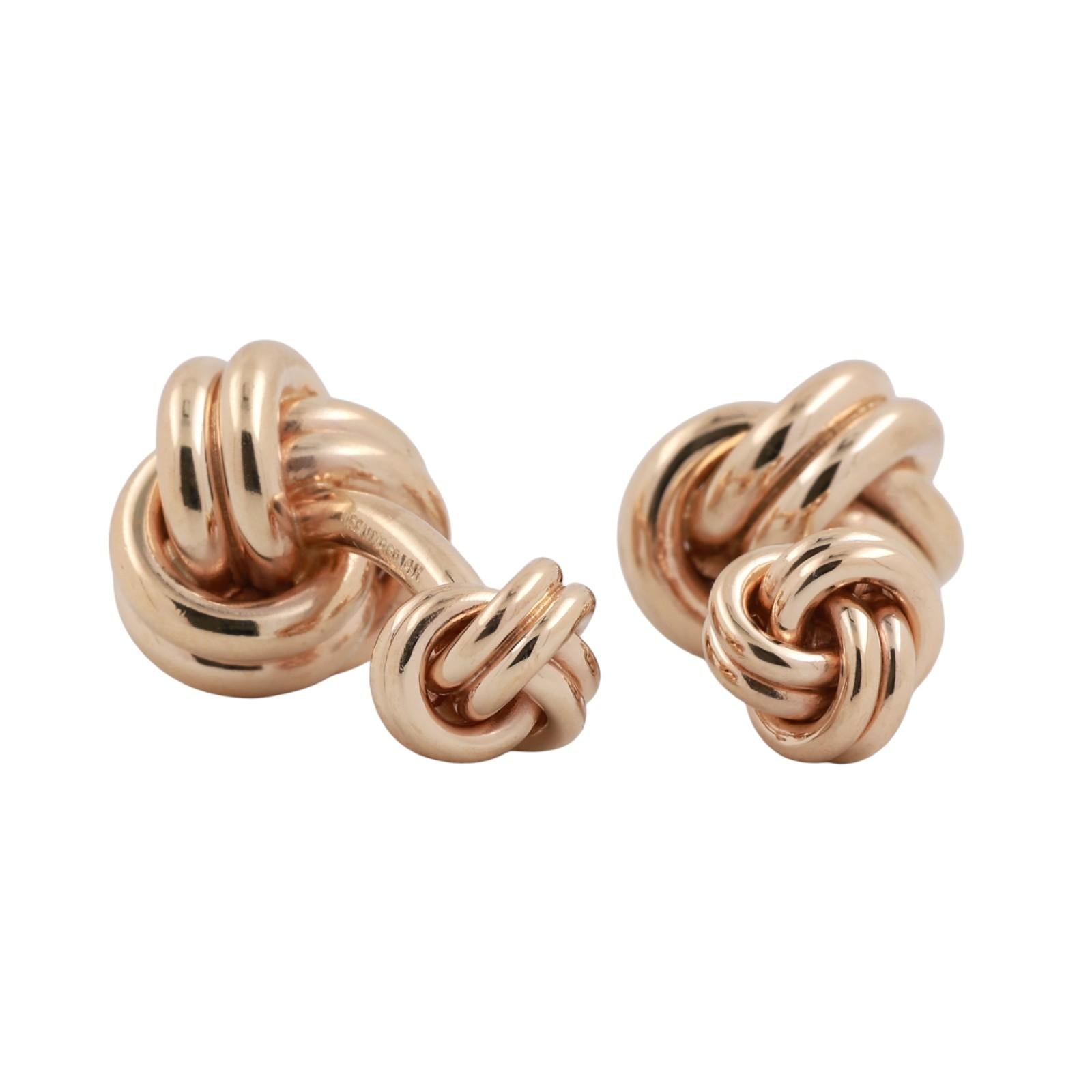 Tiffany & Co 14K Gold Double Love Knot Cufflinks Vintage Mens Heavy