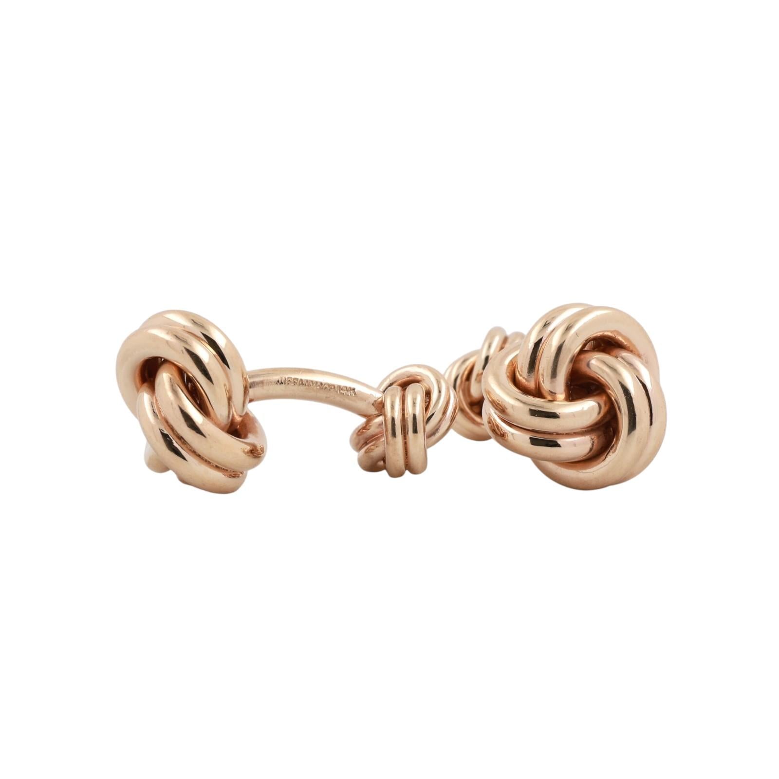Tiffany & Co 14K Gold Double Love Knot Cufflinks Vintage Mens Heavy