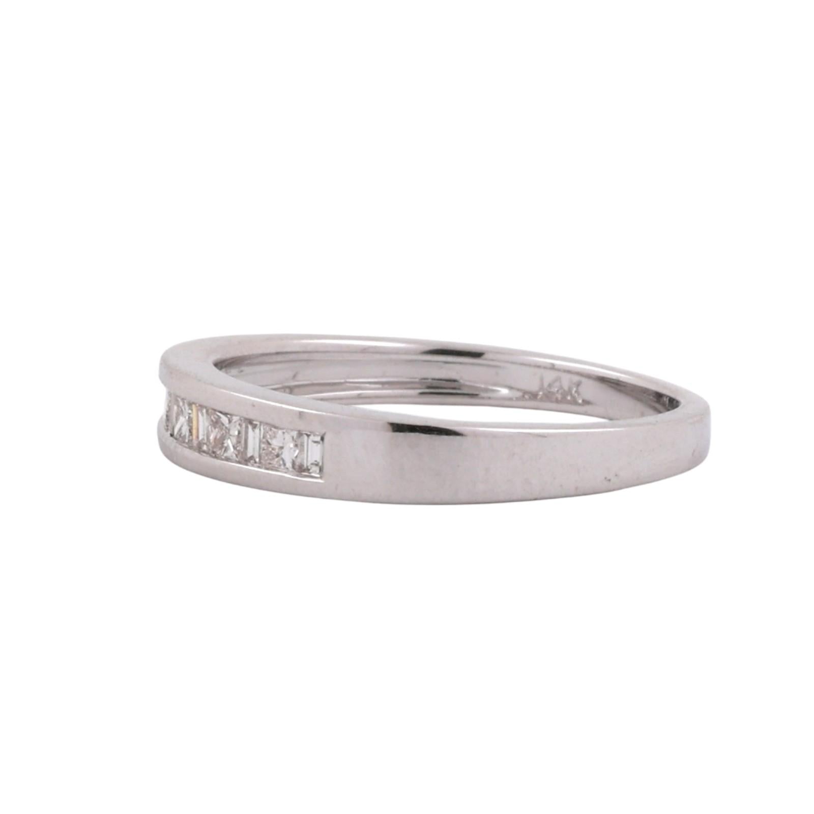 14K White Gold Diamond Channel Set Band Ring 0.25CTW Princess Baguette Size 6.75