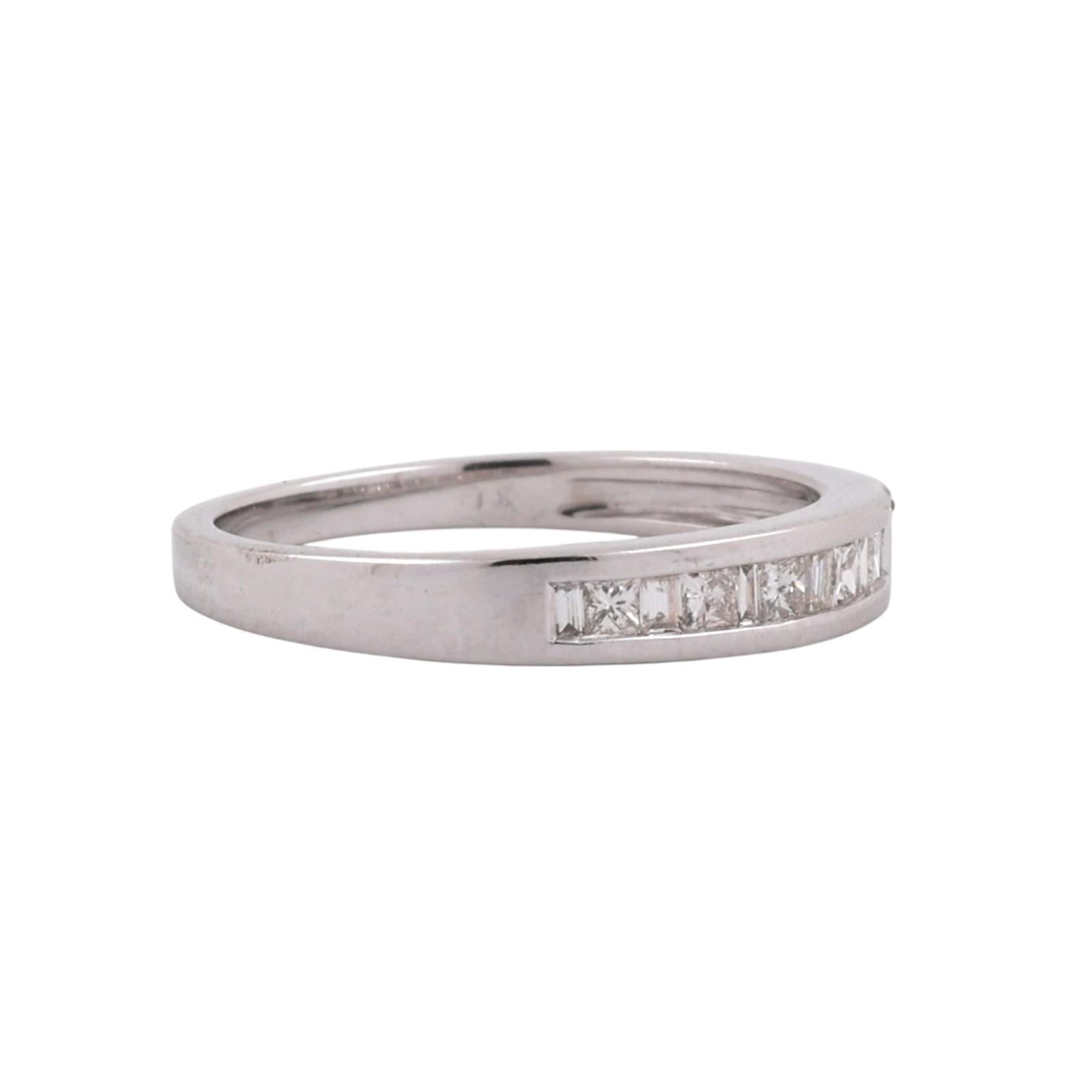 14K White Gold Diamond Channel Set Band Ring 0.25CTW Princess Baguette Size 6.75