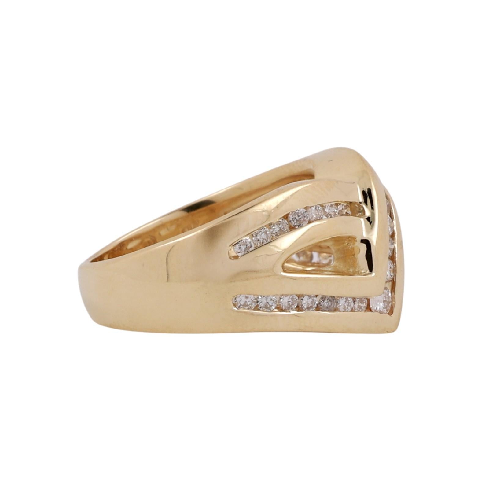 14K Yellow Gold Natural Diamond Ring 0.70CTW Channel Set Size 5.75