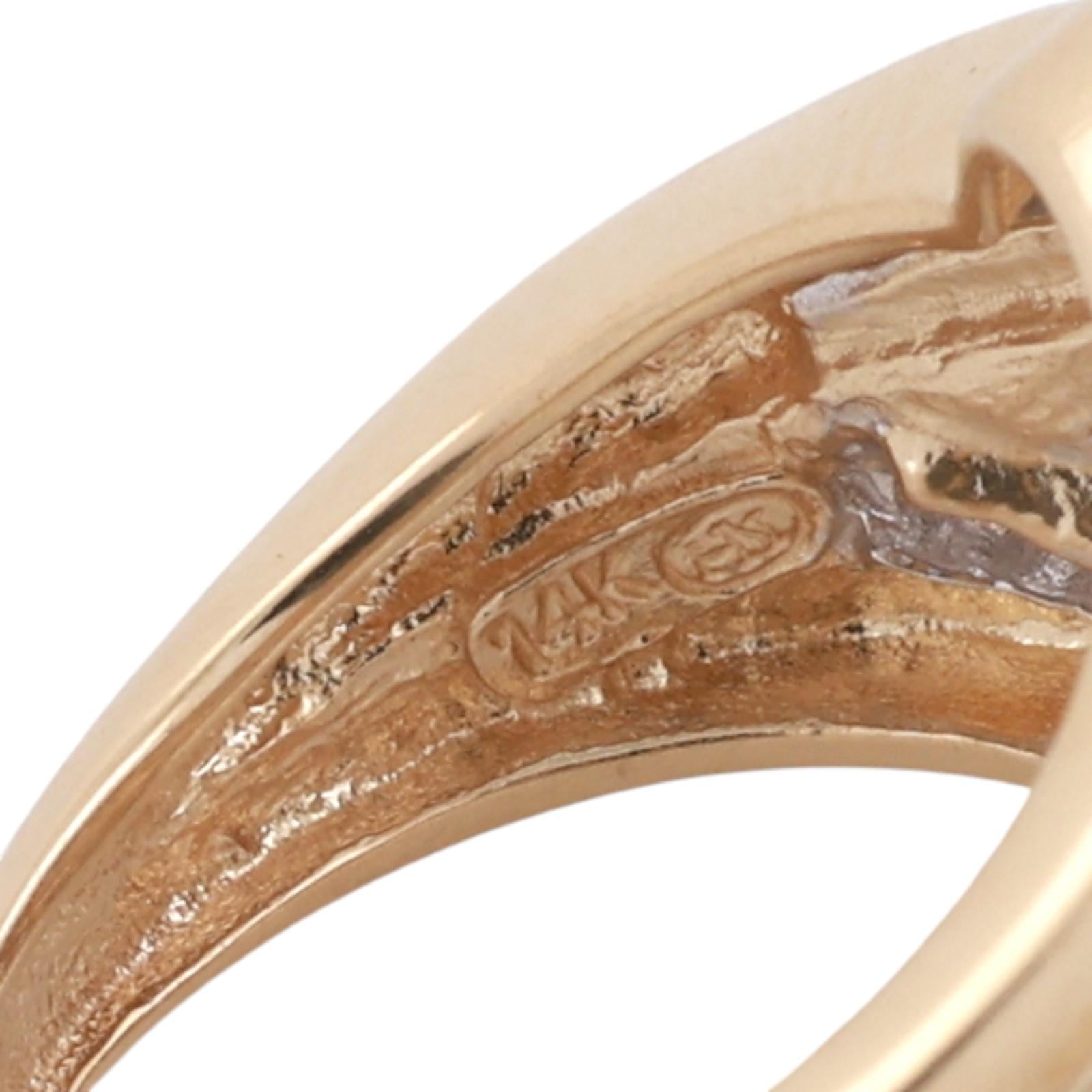 14K Yellow Gold Diamond Swirl Ring 0.50CTW Baguette Round Wide Band Statement 6