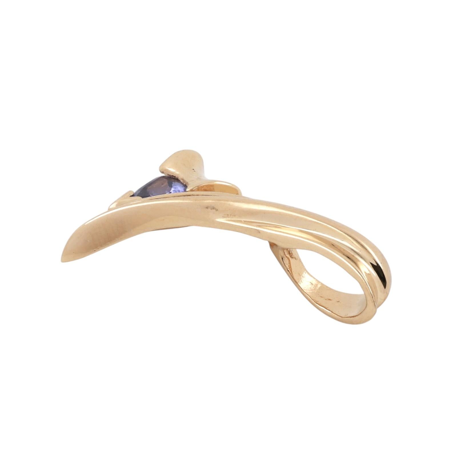 14K Yellow Gold Trillion Tanzanite Diamond Channel Set Pendant 0.70CTW
