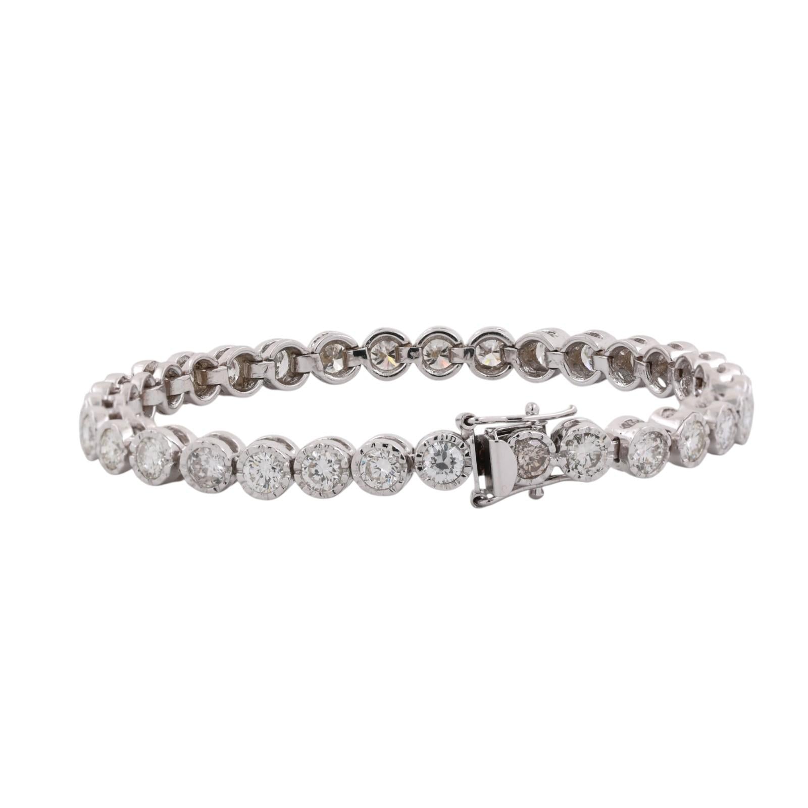 White Gold 6.50ctw Bezel Set Diamond Tennis Bracelet 7"