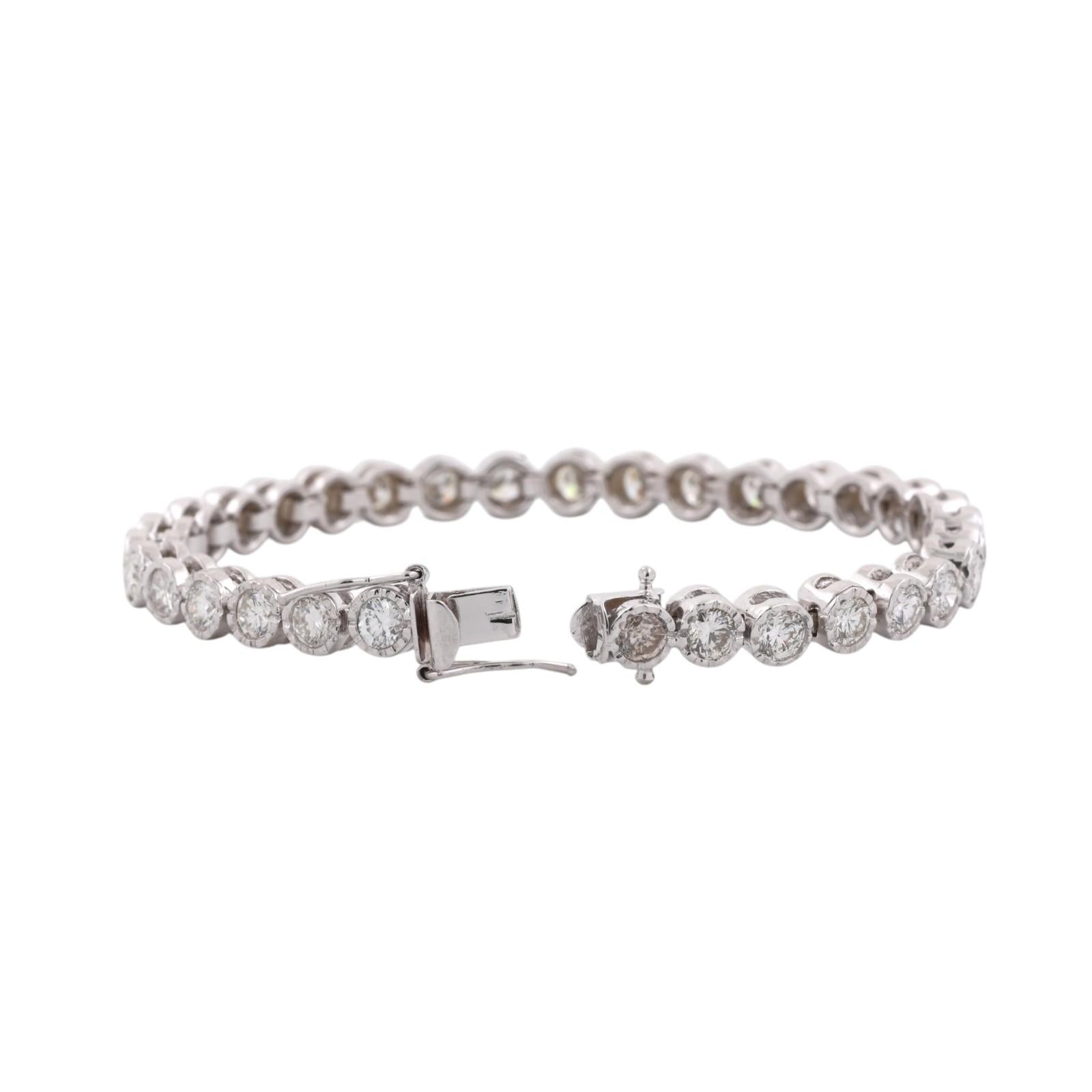 White Gold 6.50ctw Bezel Set Diamond Tennis Bracelet 7"
