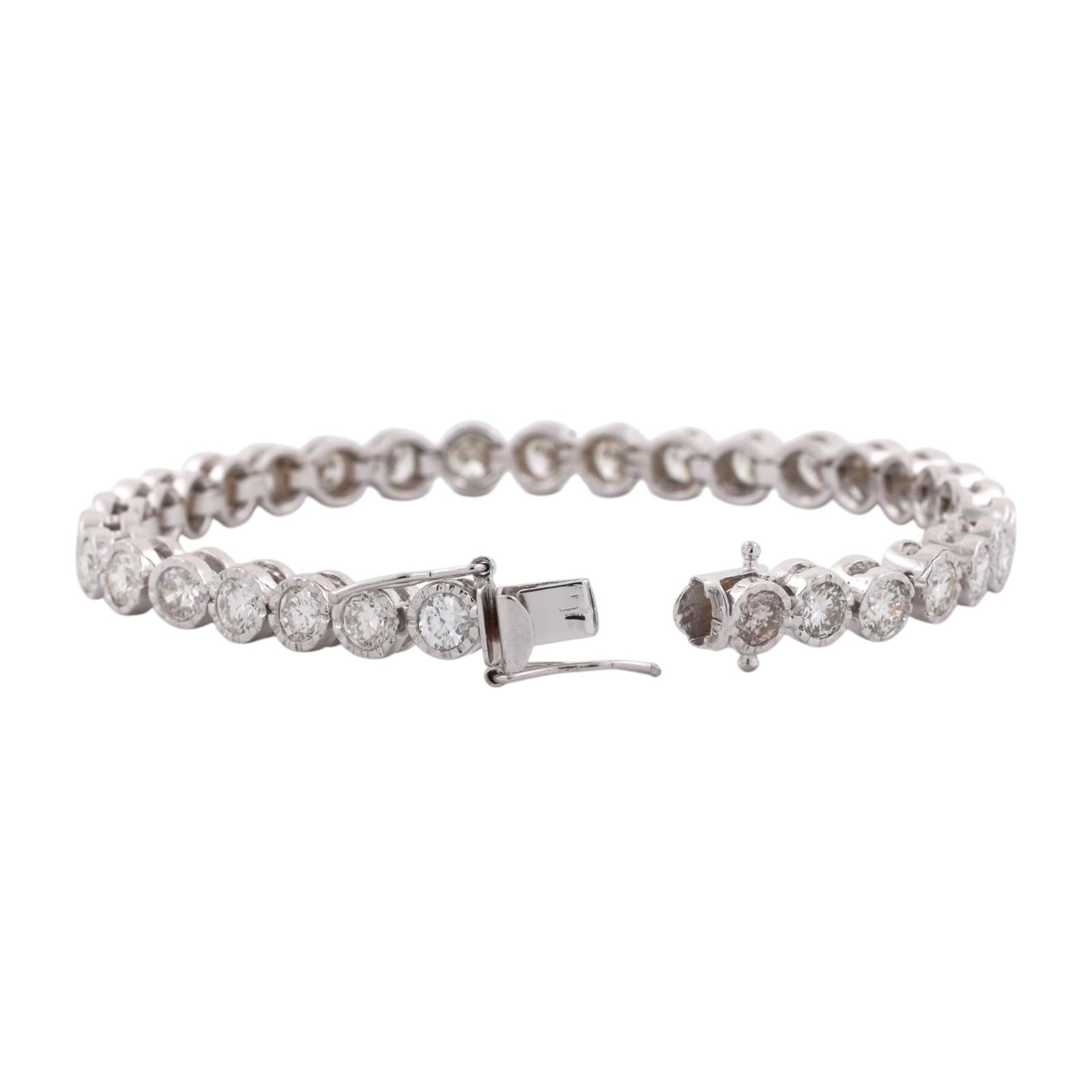 White Gold 6.50ctw Bezel Set Diamond Tennis Bracelet 7"