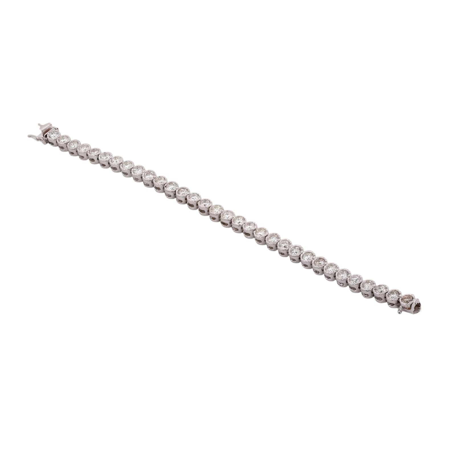 White Gold 6.50ctw Bezel Set Diamond Tennis Bracelet 7"