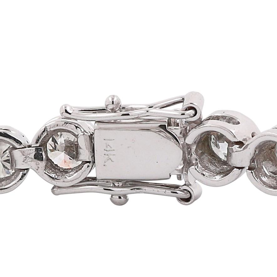 White Gold 6.50ctw Bezel Set Diamond Tennis Bracelet 7"