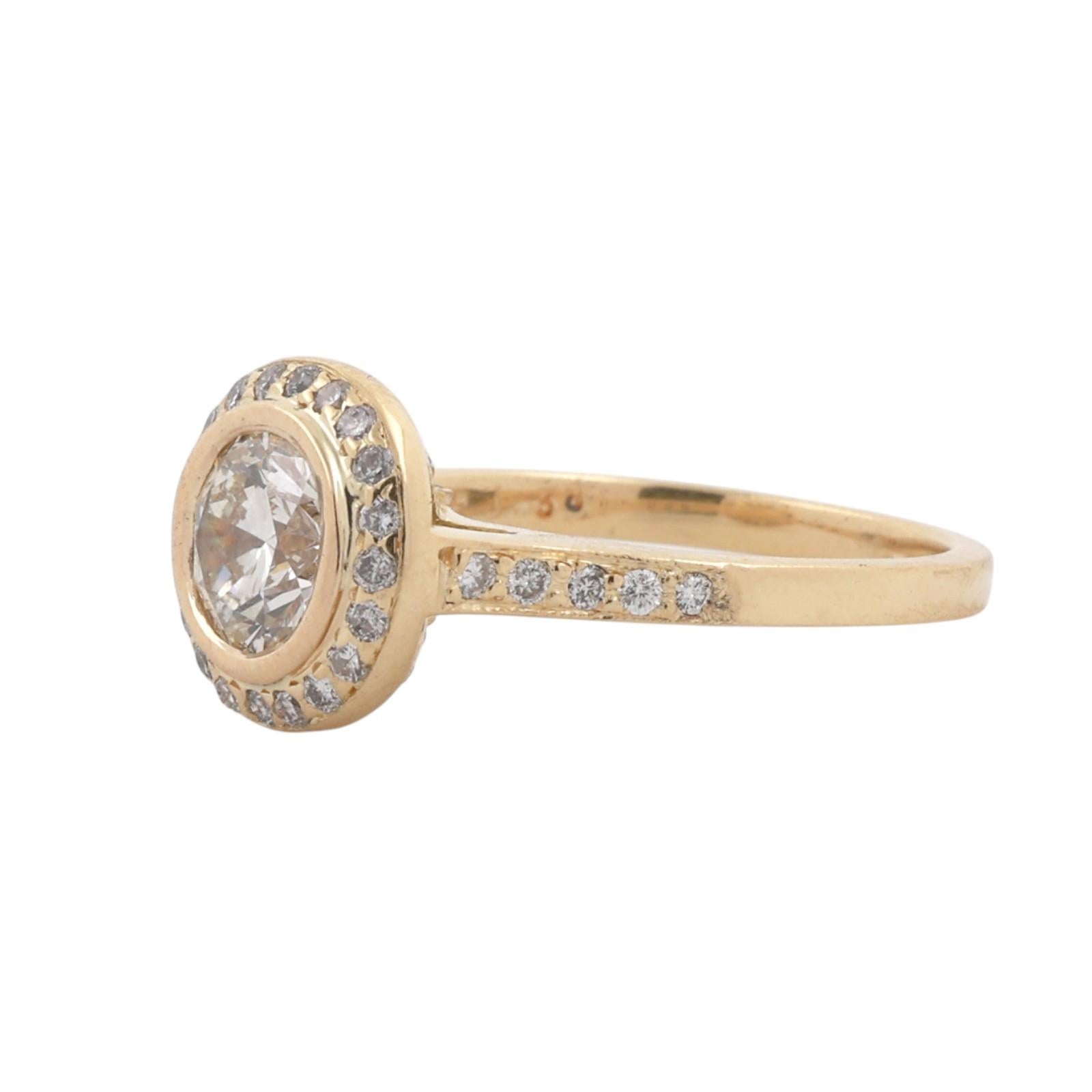18K Yellow Gold 1.38CT Round Diamond Halo Engagement Ring 1.81CTW UGS Size 7