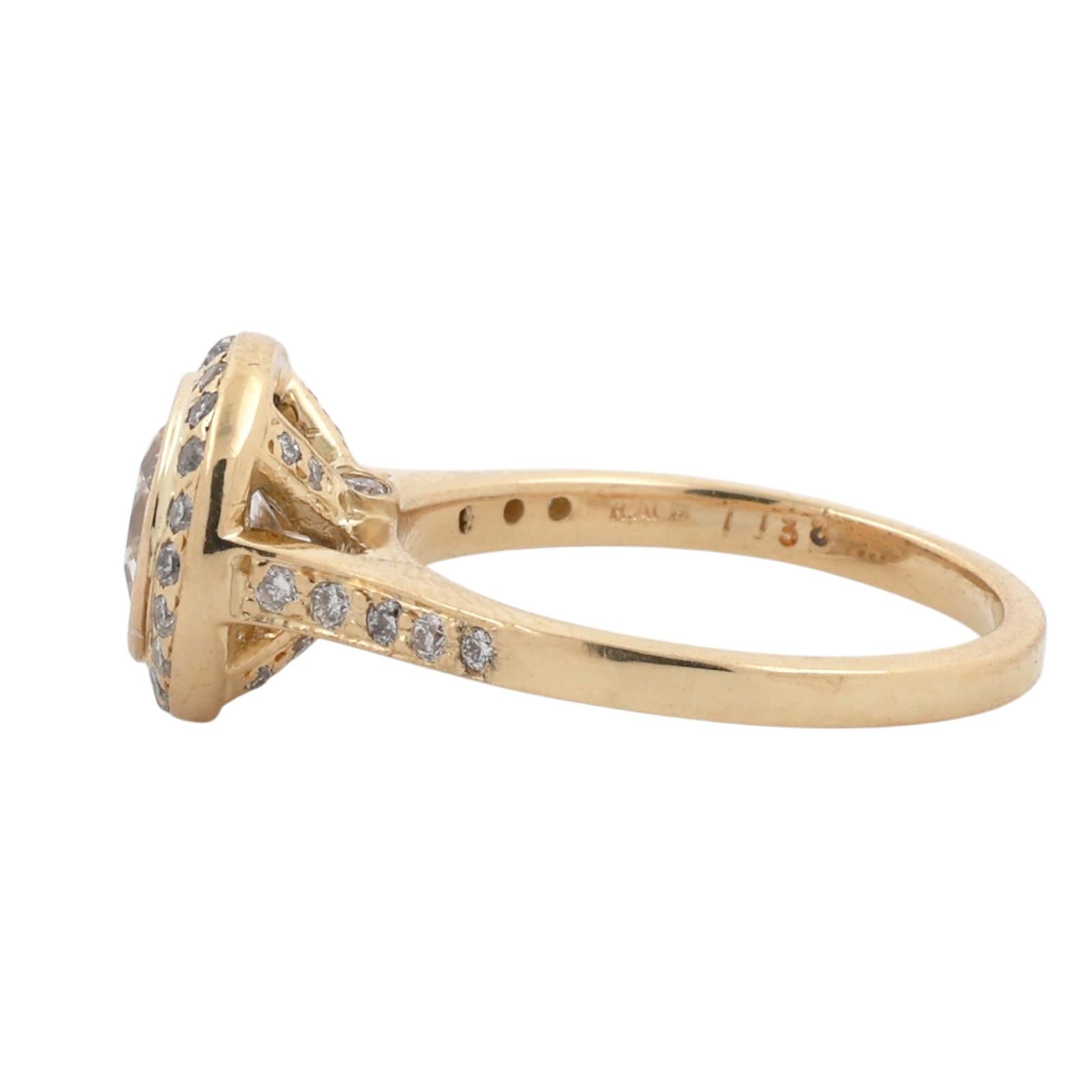 18K Yellow Gold 1.38CT Round Diamond Halo Engagement Ring 1.81CTW UGS Size 7