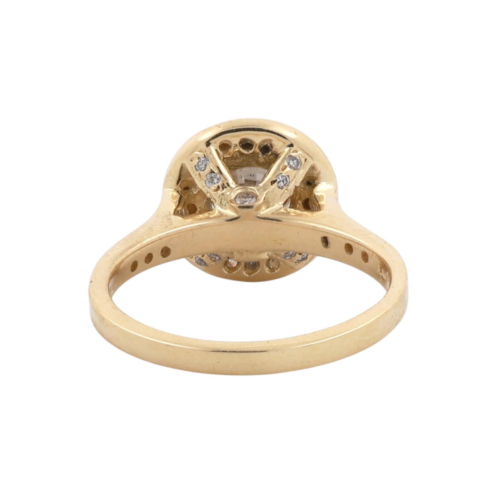 18K Yellow Gold 1.38CT Round Diamond Halo Engagement Ring 1.81CTW UGS Size 7
