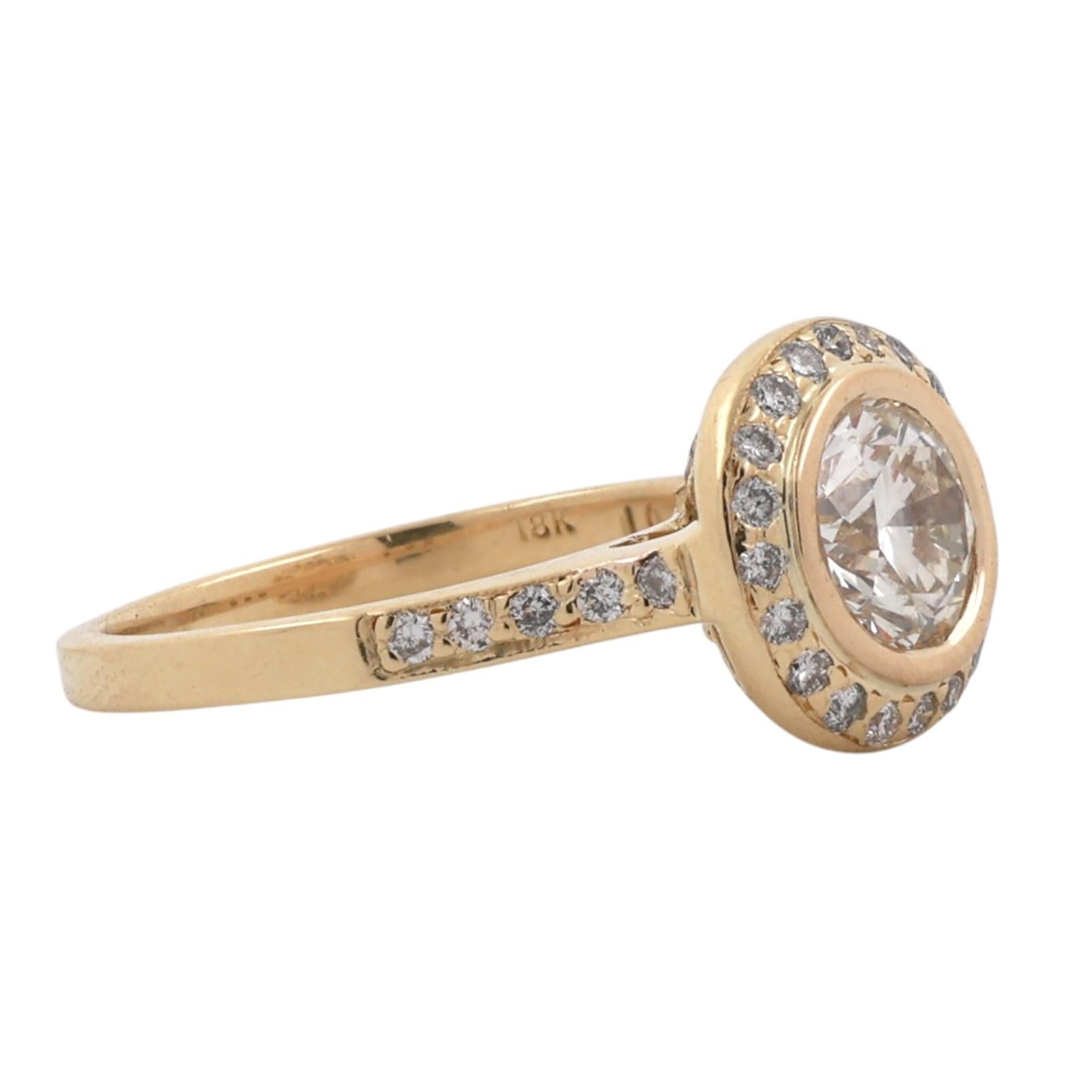 18K Yellow Gold 1.38CT Round Diamond Halo Engagement Ring 1.81CTW UGS Size 7