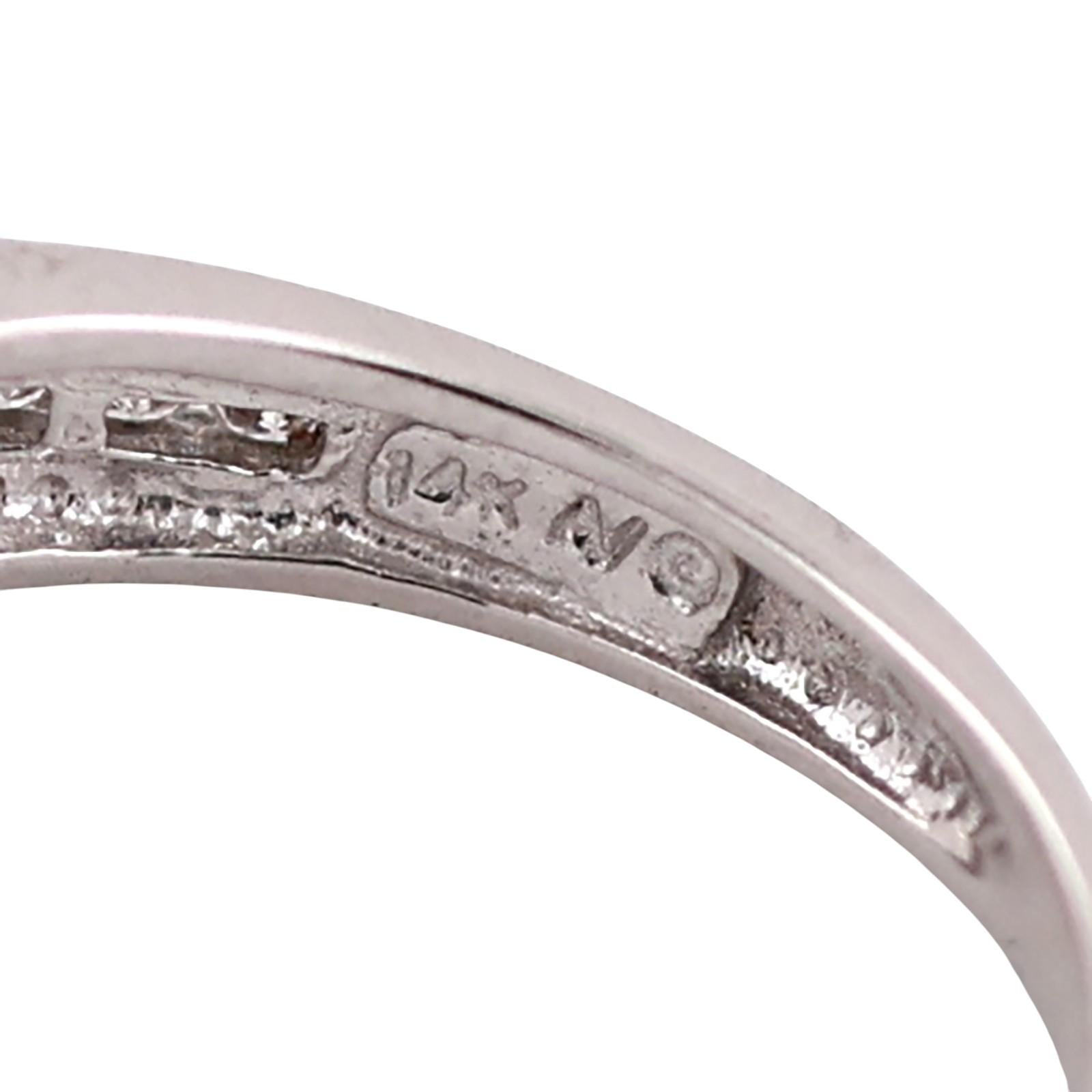 1.25CTW Aquamarine Diamond Ring 14K White Gold Baguette Accent Size 7 Estate