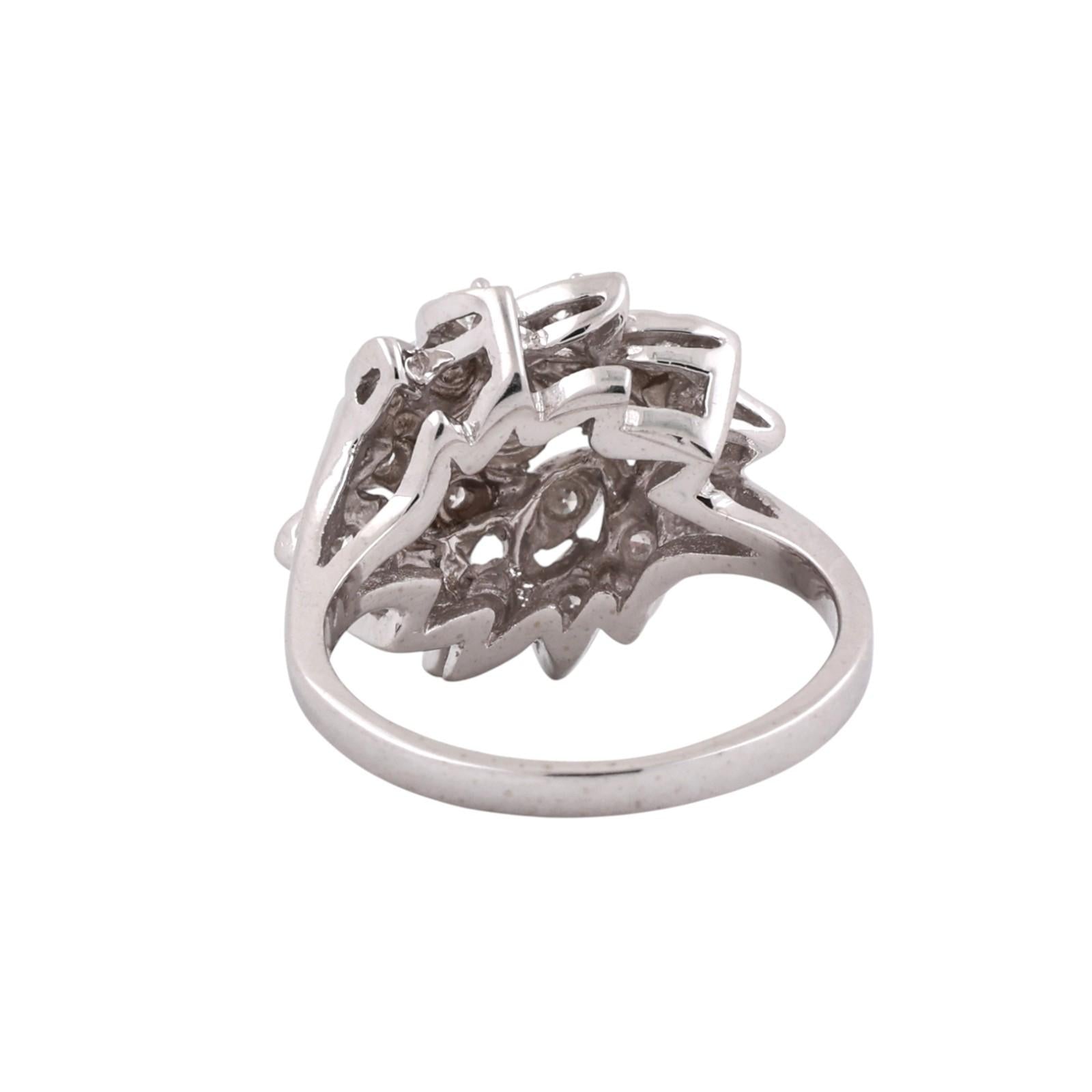 Vintage White Gold 0.50CTW Diamond Leaf Cluster Ring Size 6.5 Estate