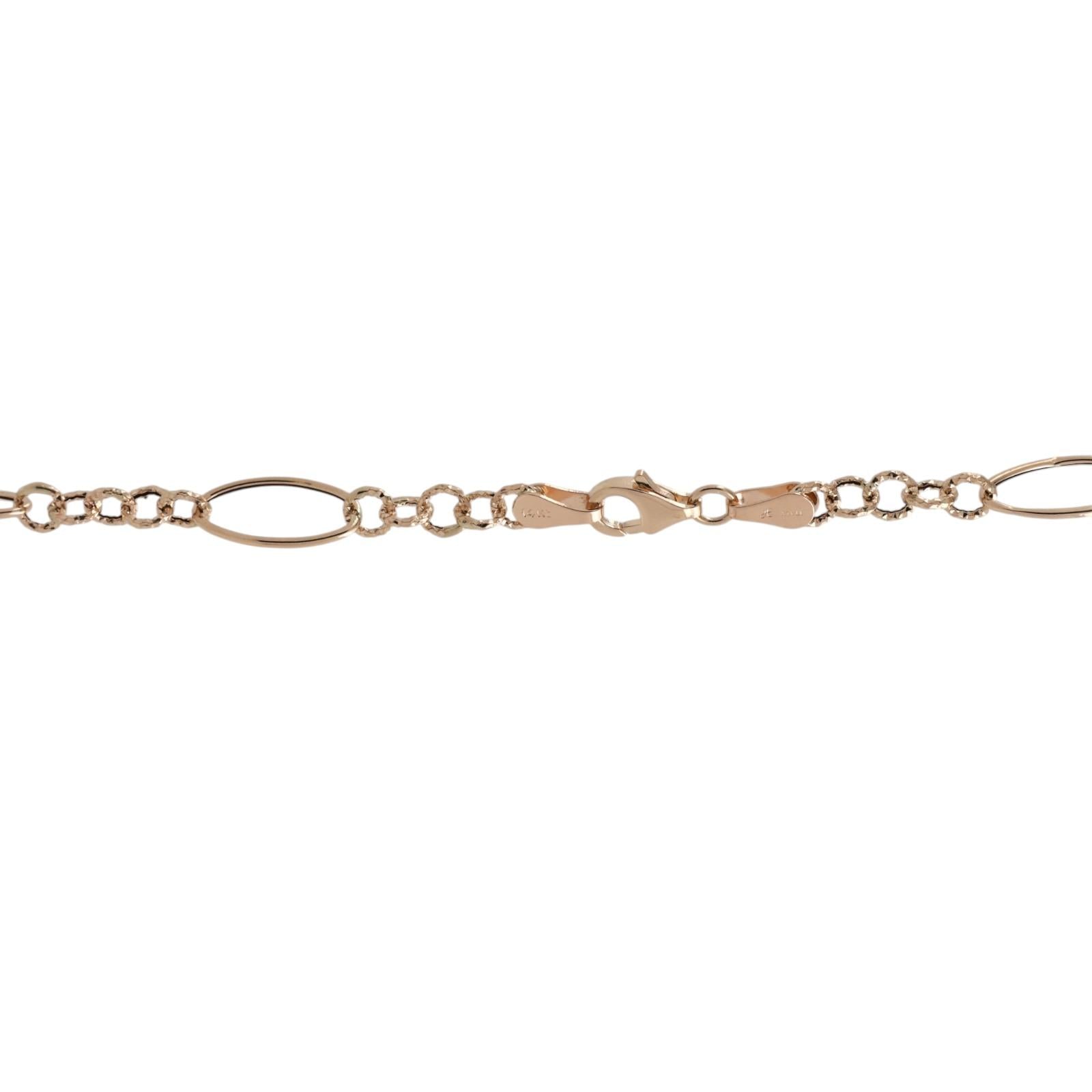 14K Yellow Gold Pink Baroque Akoya Pearl Station Necklace 18" Oval Link