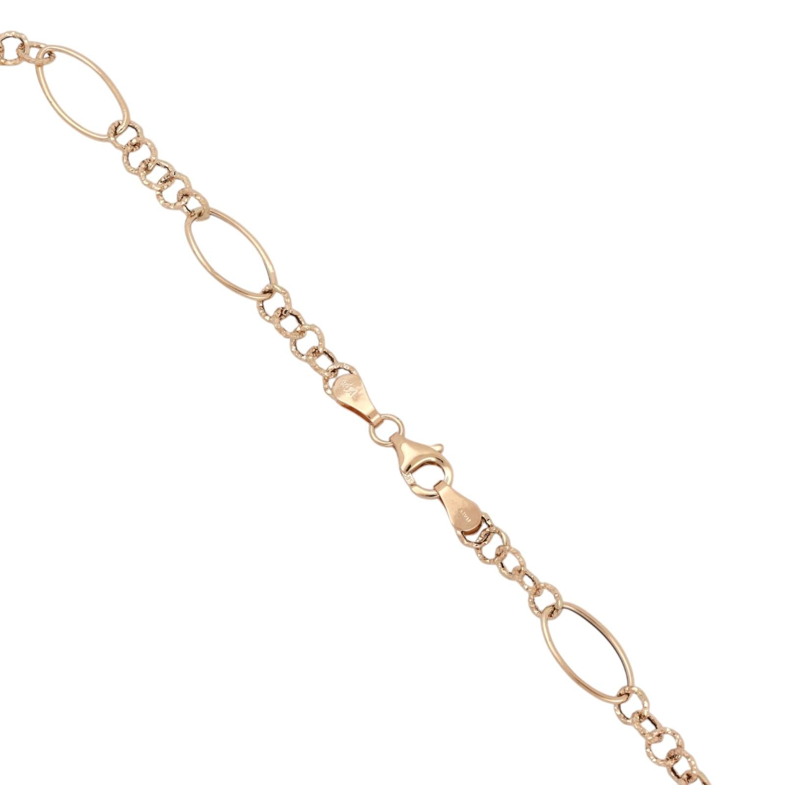 14K Yellow Gold Pink Baroque Akoya Pearl Station Necklace 18" Oval Link