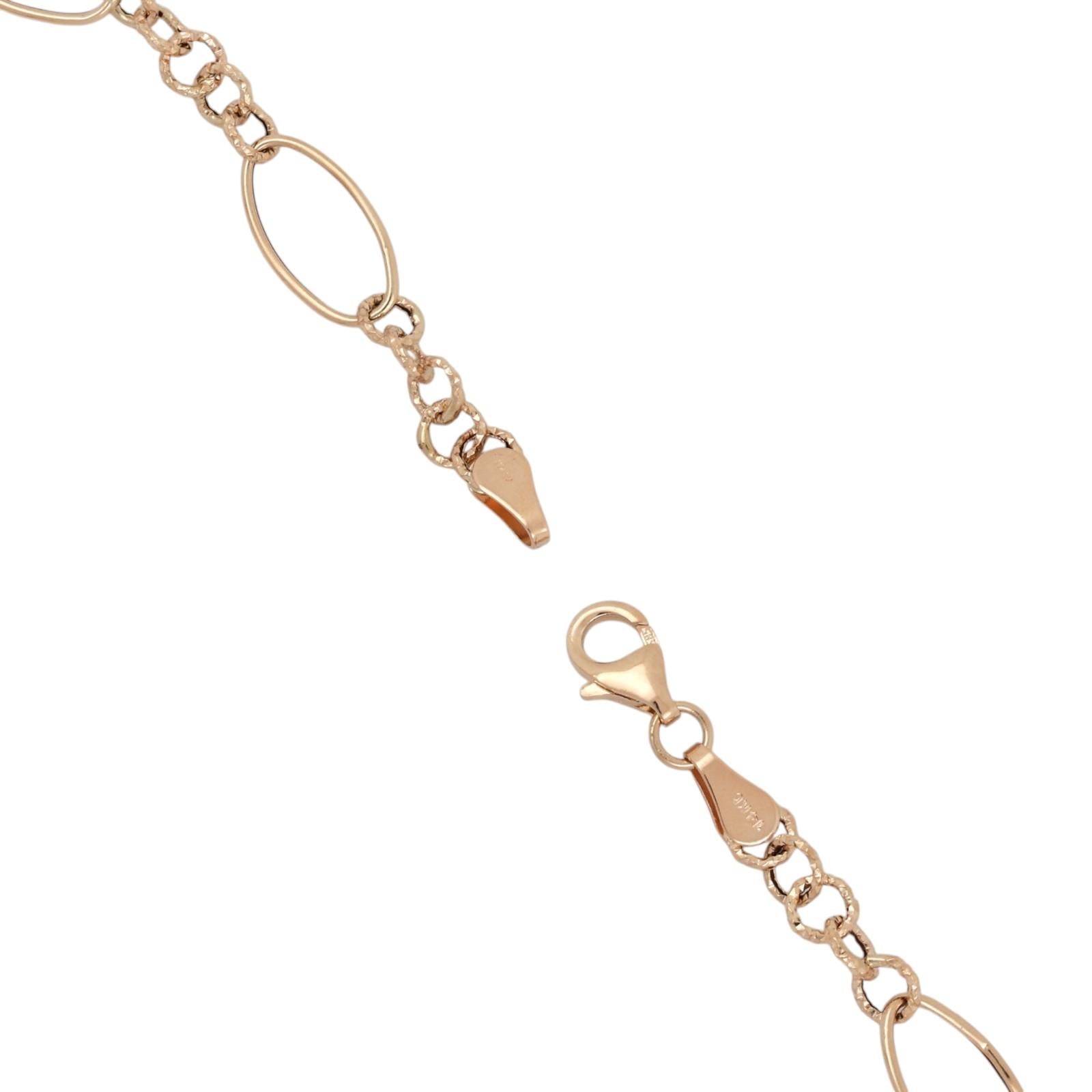 14K Yellow Gold Pink Baroque Akoya Pearl Station Necklace 18" Oval Link