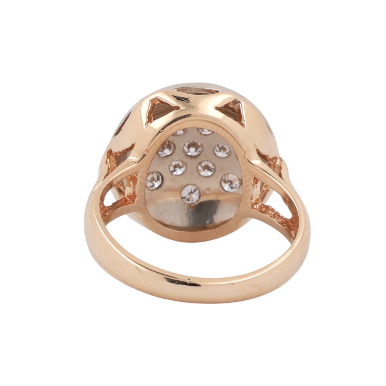 Estate 14K Two-Tone Gold Diamond Cluster Starburst Dome Ring 0.50ctw Size 5.25
