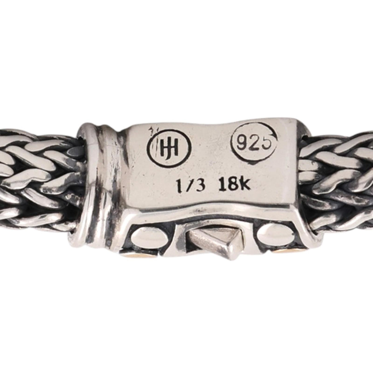 John Hardy Classic Chain Dot Bracelet Sterling Silver 1/3 18K Gold 6.5mm 7.5"