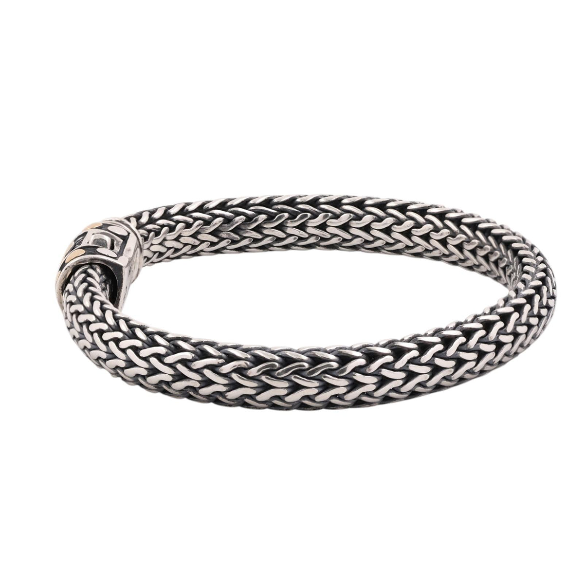 John Hardy Classic Chain Dot Bracelet Sterling Silver 1/3 18K Gold 6.5mm 7.5"