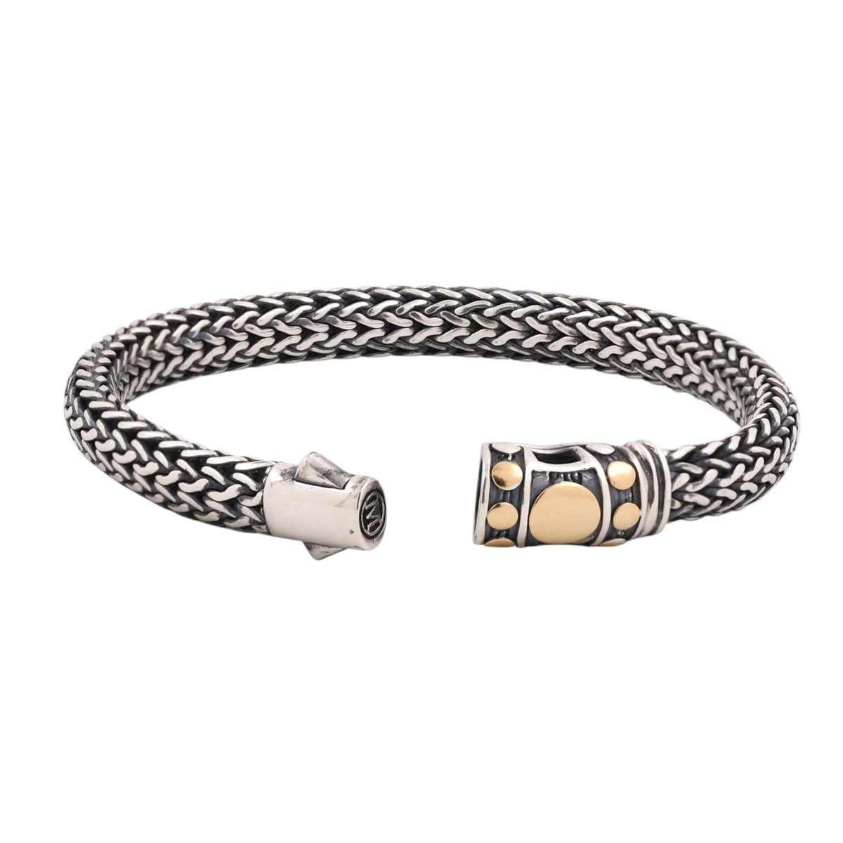 John Hardy Classic Chain Dot Bracelet Sterling Silver 1/3 18K Gold 6.5mm 7.5"