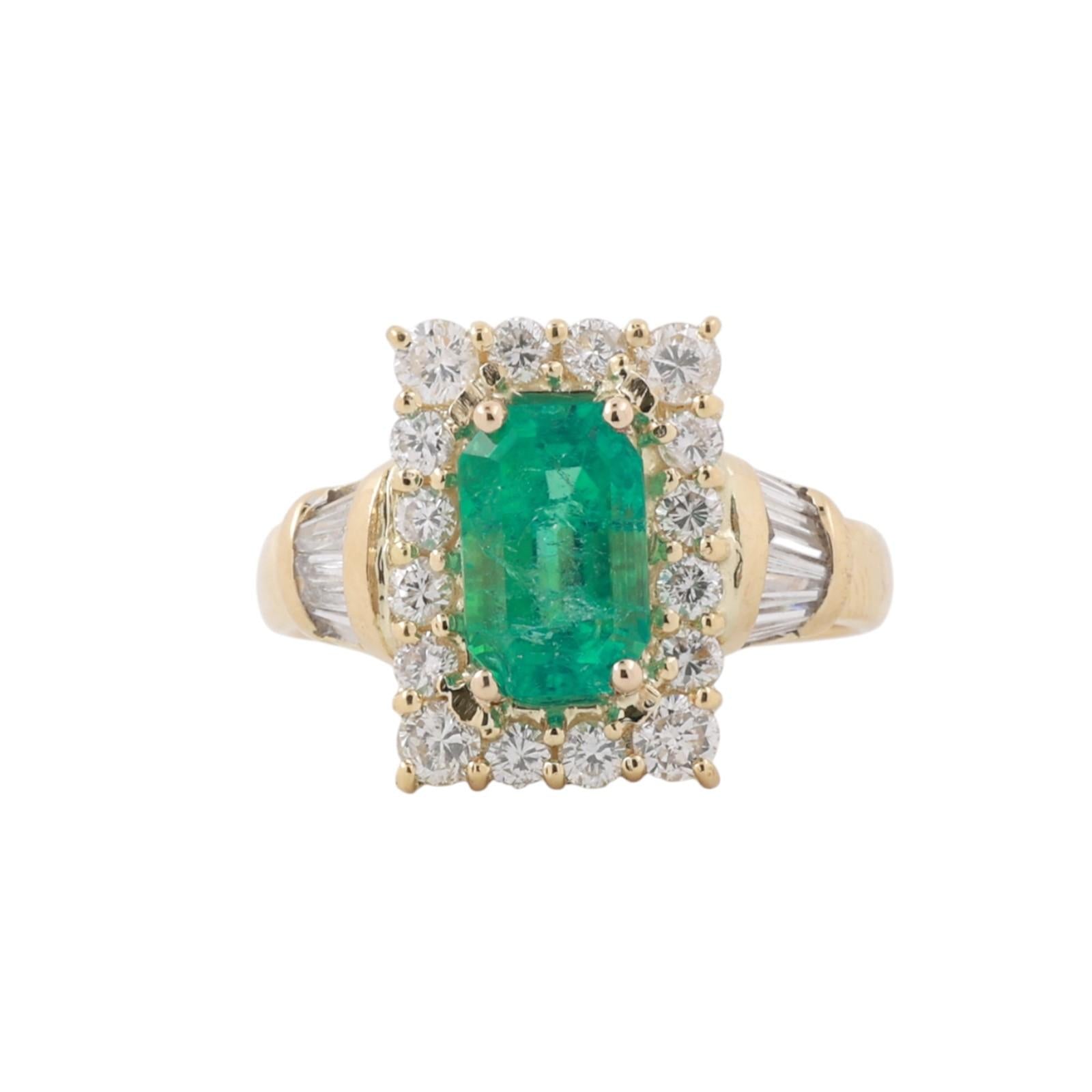2.20CT Colombian Emerald Diamond Ring 18K Gold Sz 8.5 GIA 3.45CTW Estate