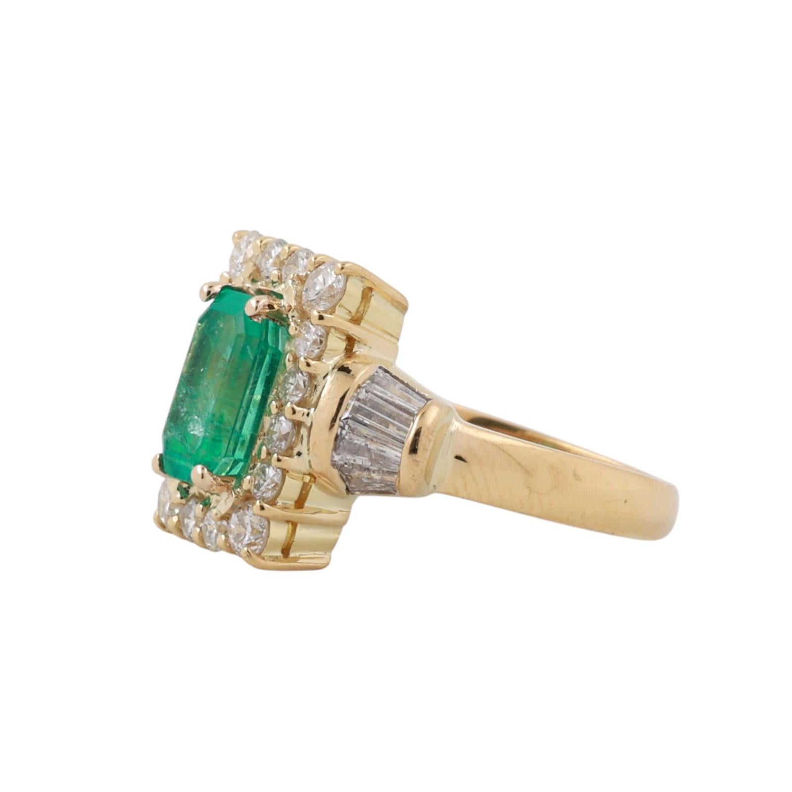 2.20CT Colombian Emerald Diamond Ring 18K Gold Sz 8.5 GIA 3.45CTW Estate