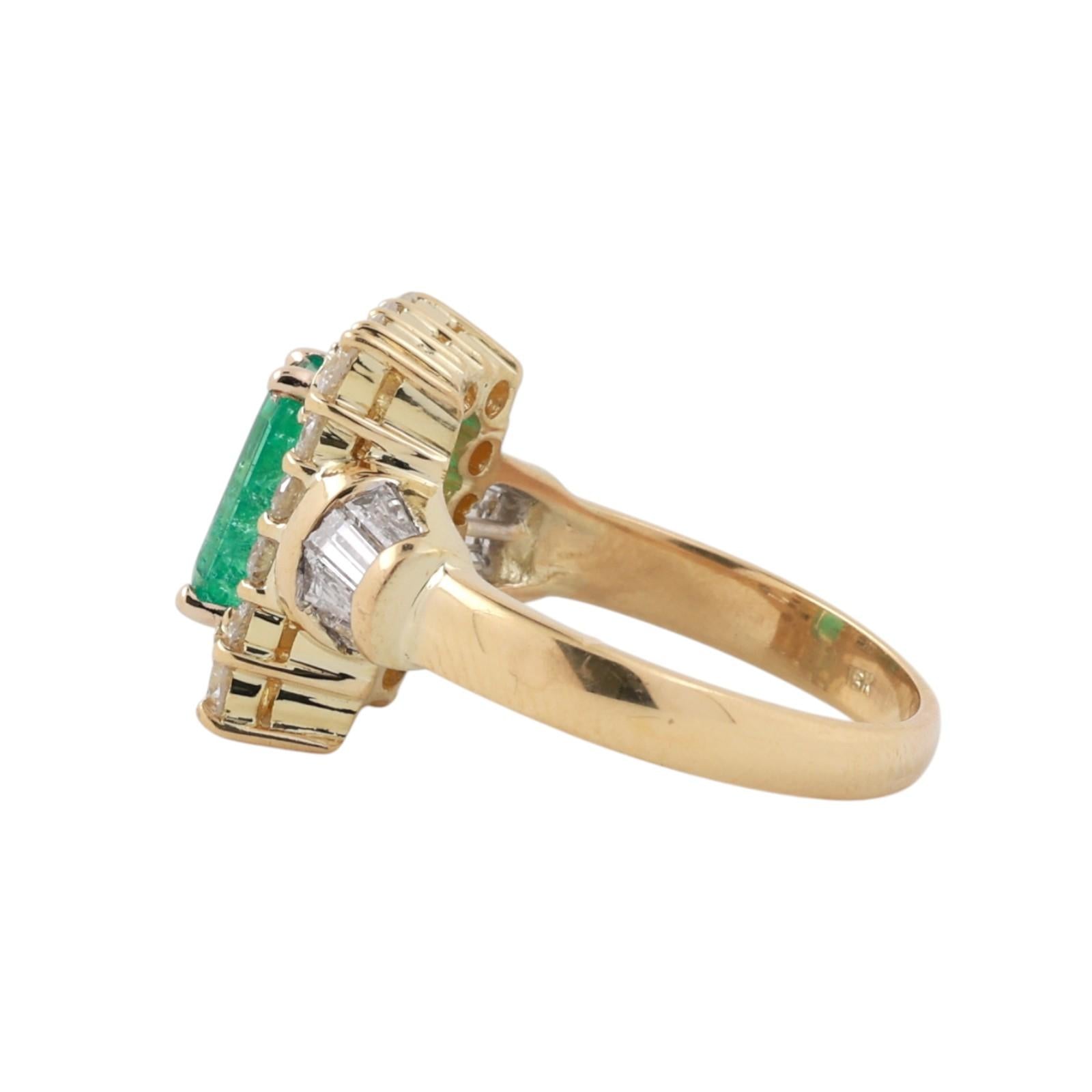 2.20CT Colombian Emerald Diamond Ring 18K Gold Sz 8.5 GIA 3.45CTW Estate