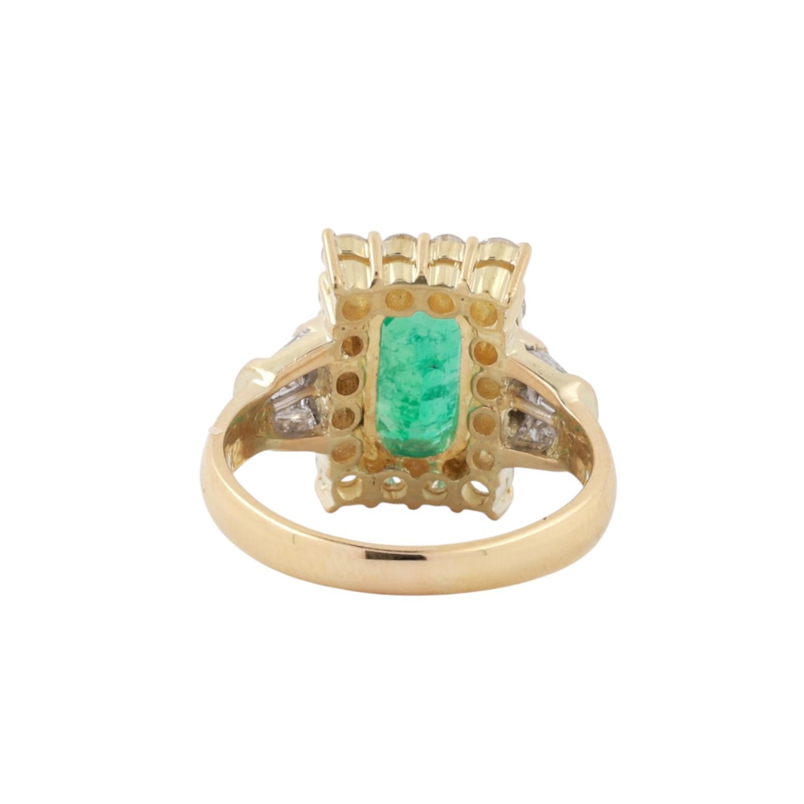 2.20CT Colombian Emerald Diamond Ring 18K Gold Sz 8.5 GIA 3.45CTW Estate