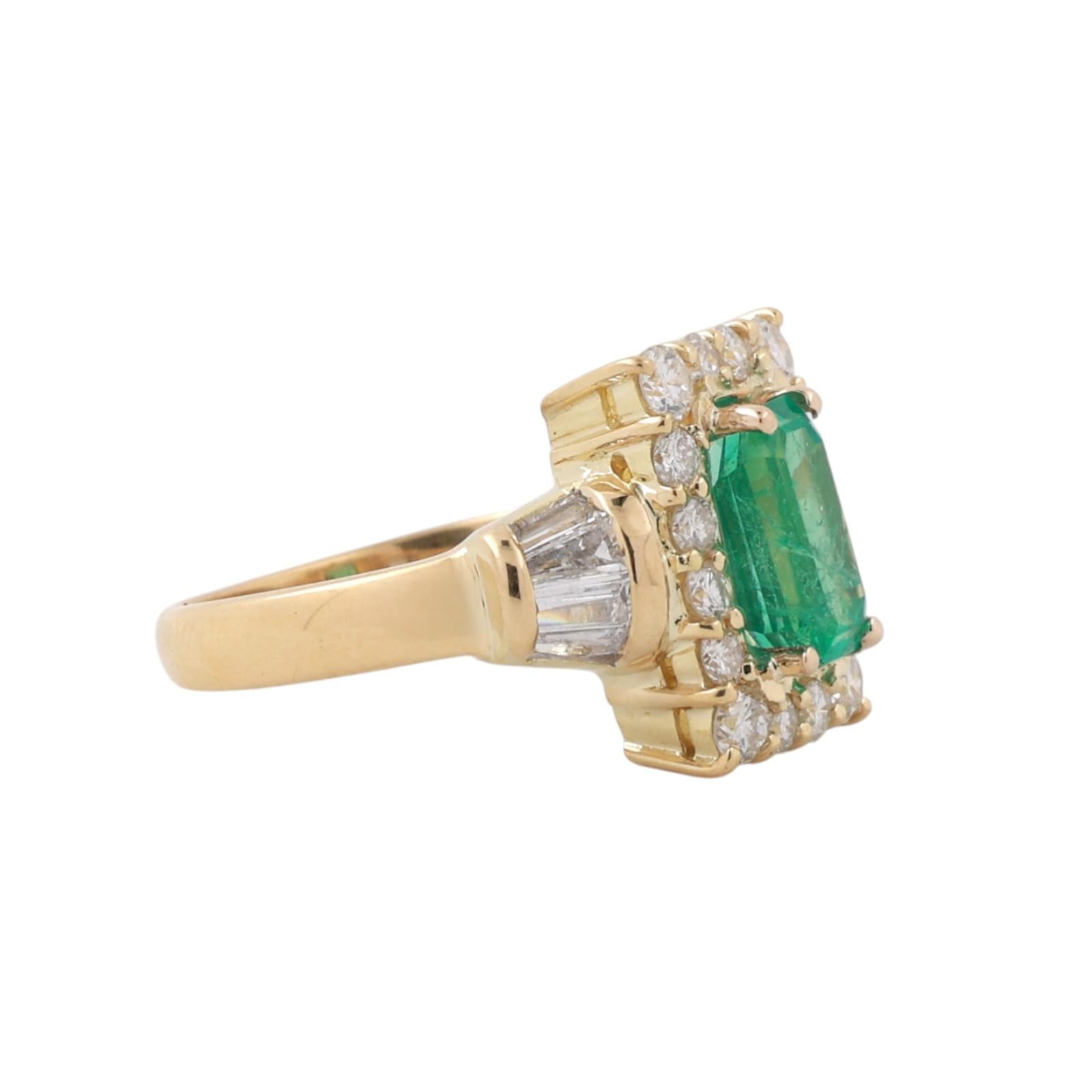 2.20CT Colombian Emerald Diamond Ring 18K Gold Sz 8.5 GIA 3.45CTW Estate