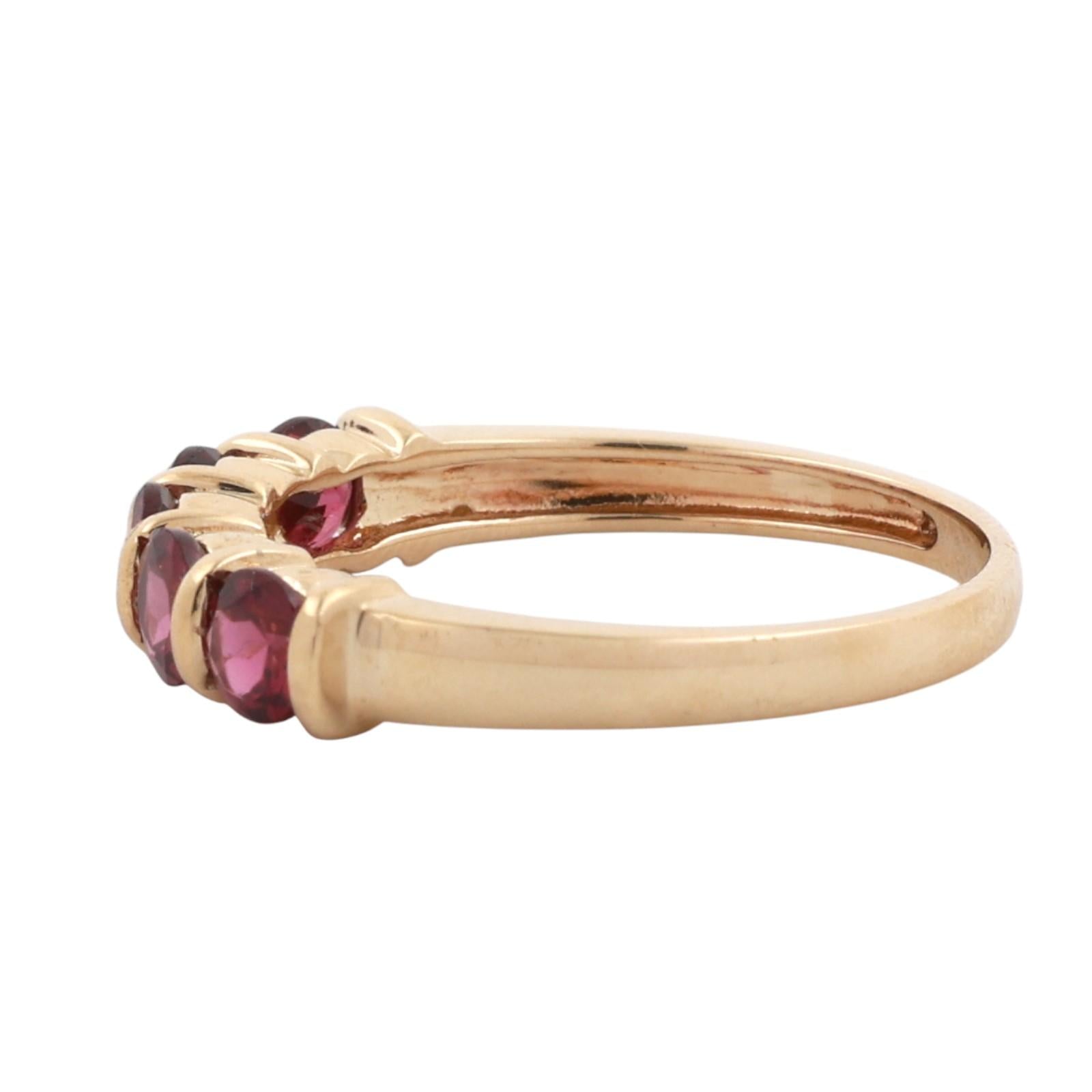 14K Yellow Gold 1.75CTW Rhodolite Garnet 5-Stone Half Eternity Band Ring Sz 9.25