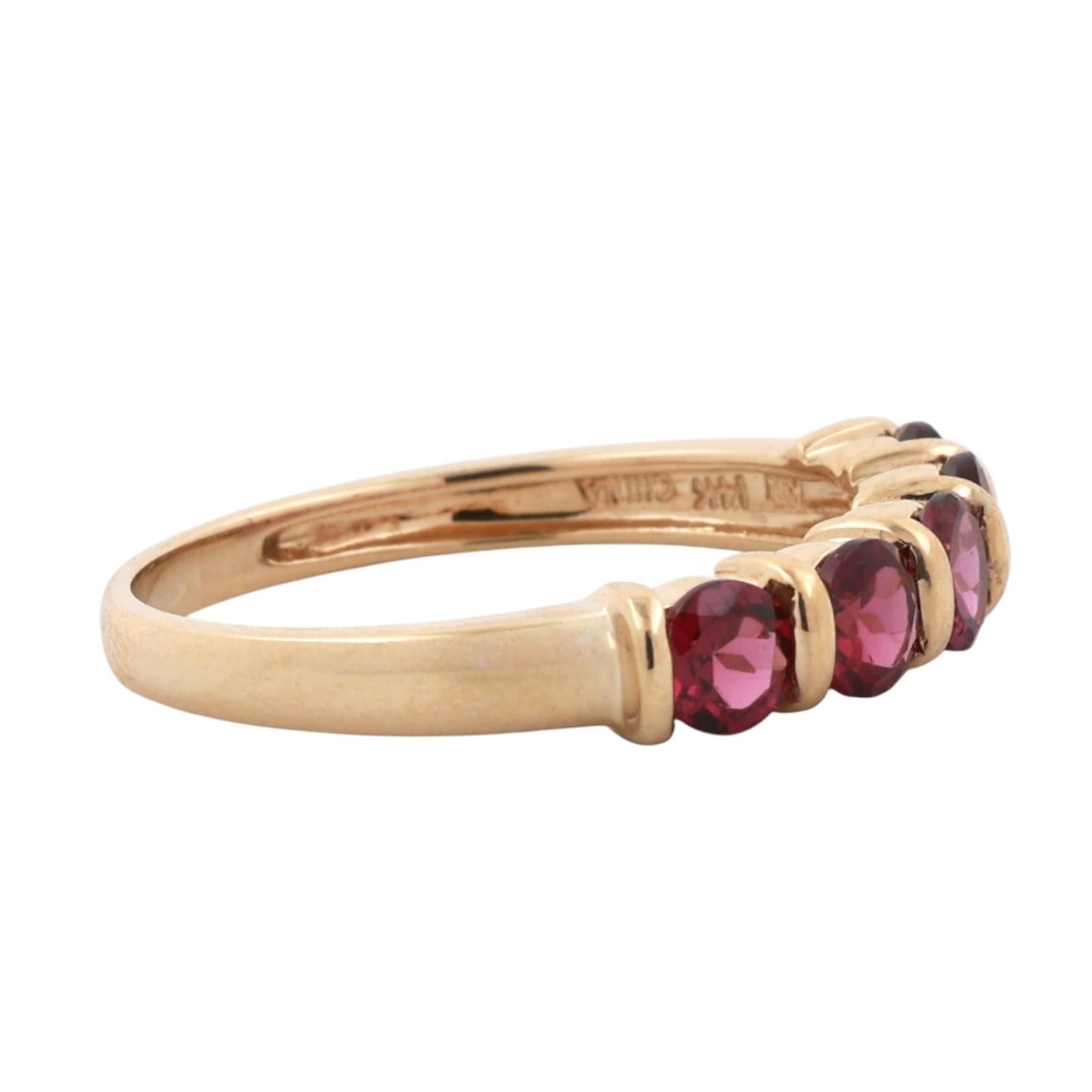 14K Yellow Gold 1.75CTW Rhodolite Garnet 5-Stone Half Eternity Band Ring Sz 9.25