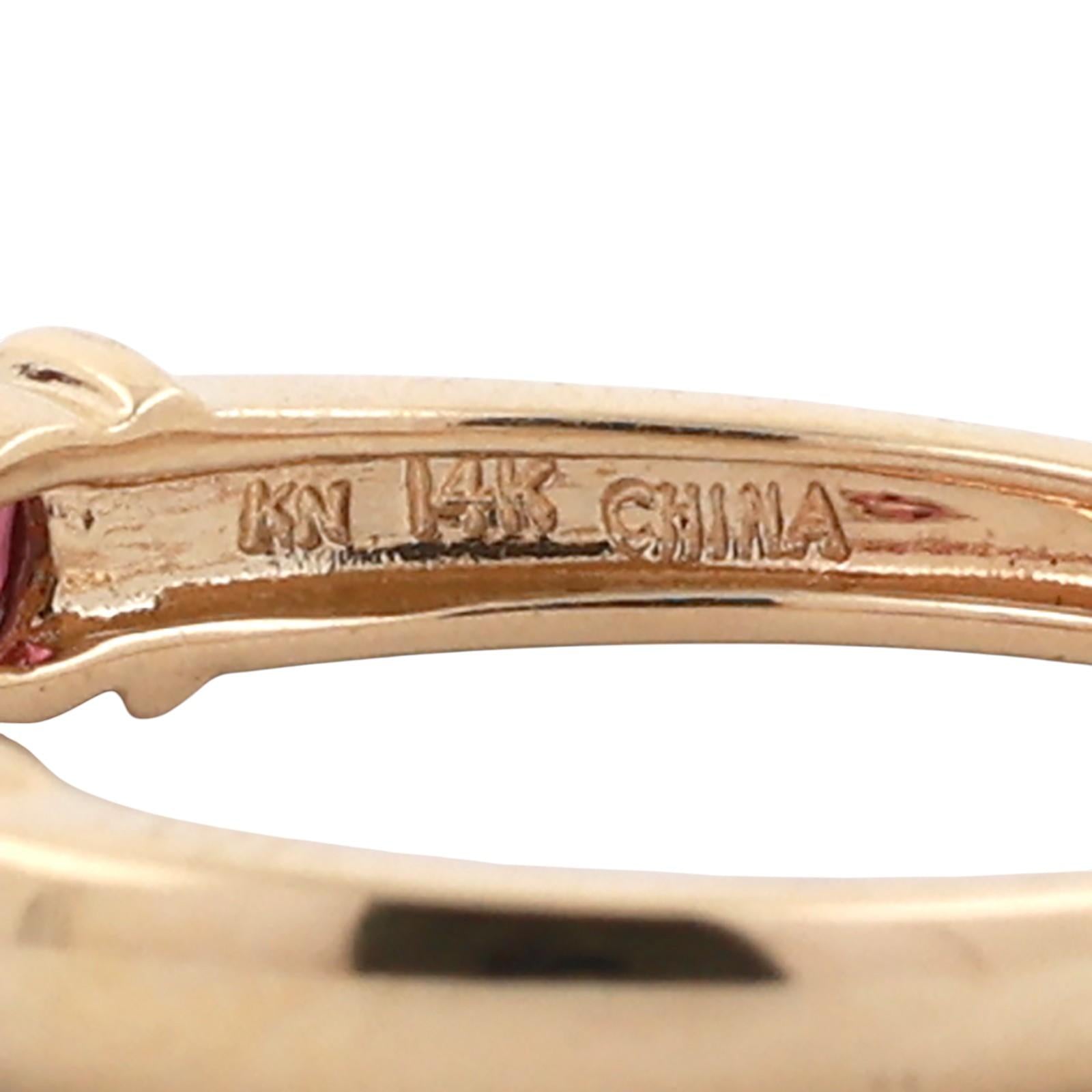14K Yellow Gold 1.75CTW Rhodolite Garnet 5-Stone Half Eternity Band Ring Sz 9.25