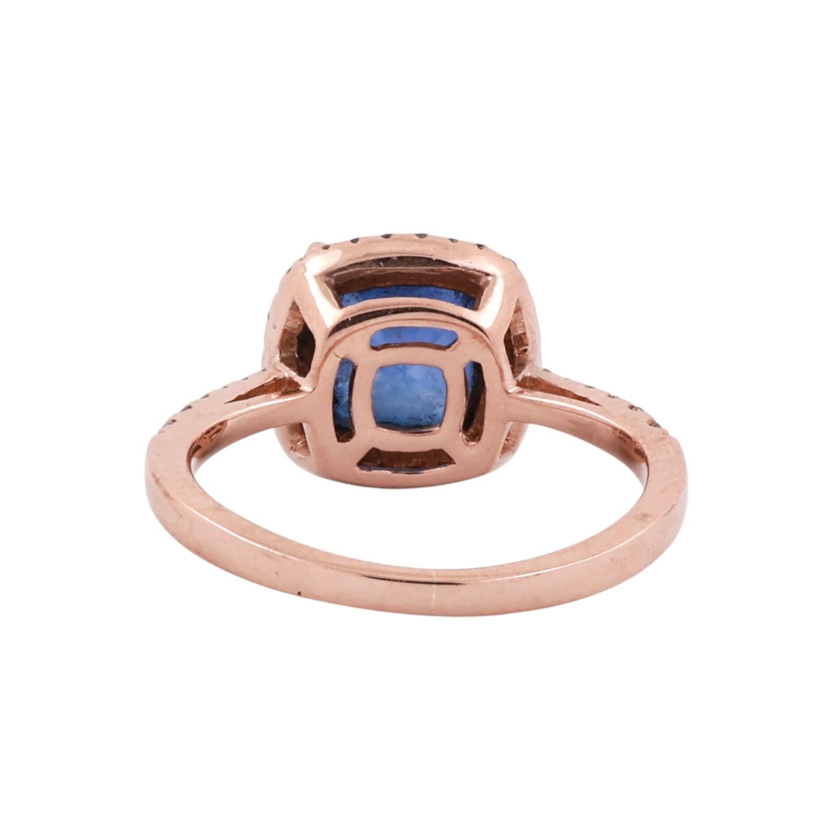 EFFY Sapphire Diamond Halo Ring 14K Rose Gold 2.75CTW Estate Size 7