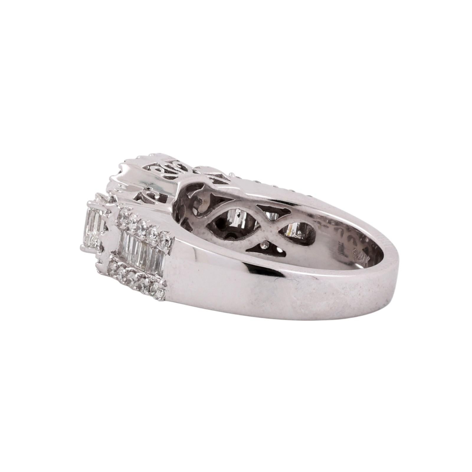 14K White Gold 2.00CTW Emerald Cut Diamond Halo Engagement Ring Size 7
