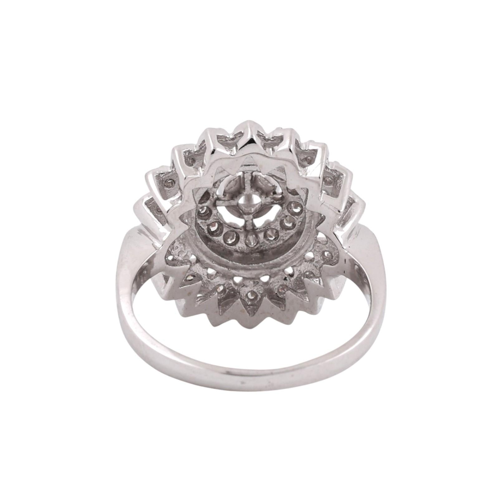 White Gold 0.91CTW Diamond Cluster Halo Ring 0.65CT Center Diamond Size 6.75