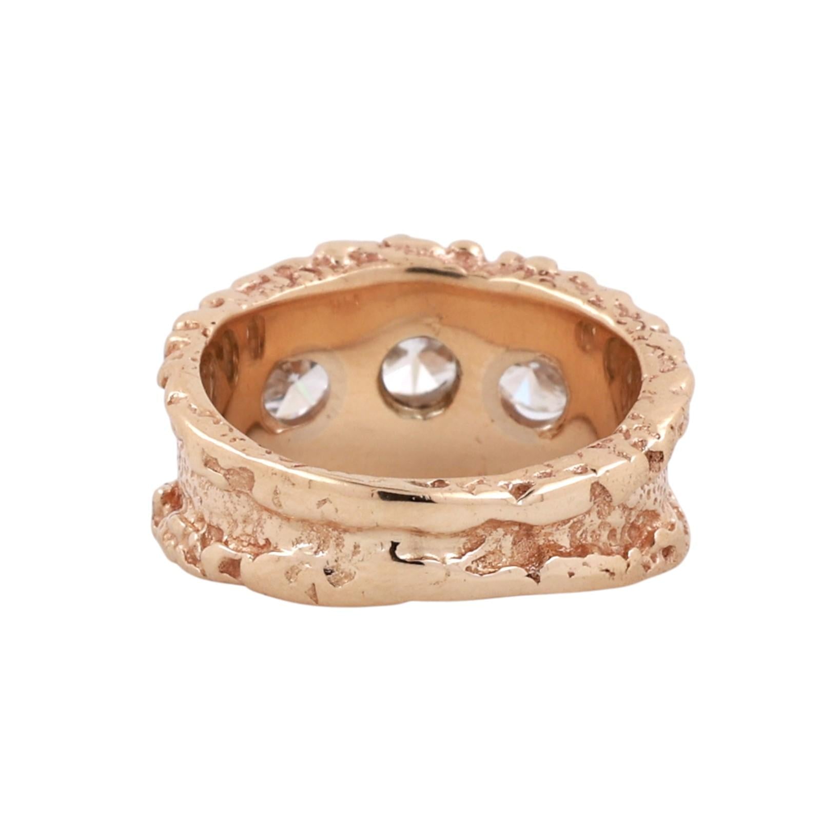 14K Two Tone Gold 3 Stone Diamond Ring 1.70CTW Wide Band Natural Diamonds Size 5