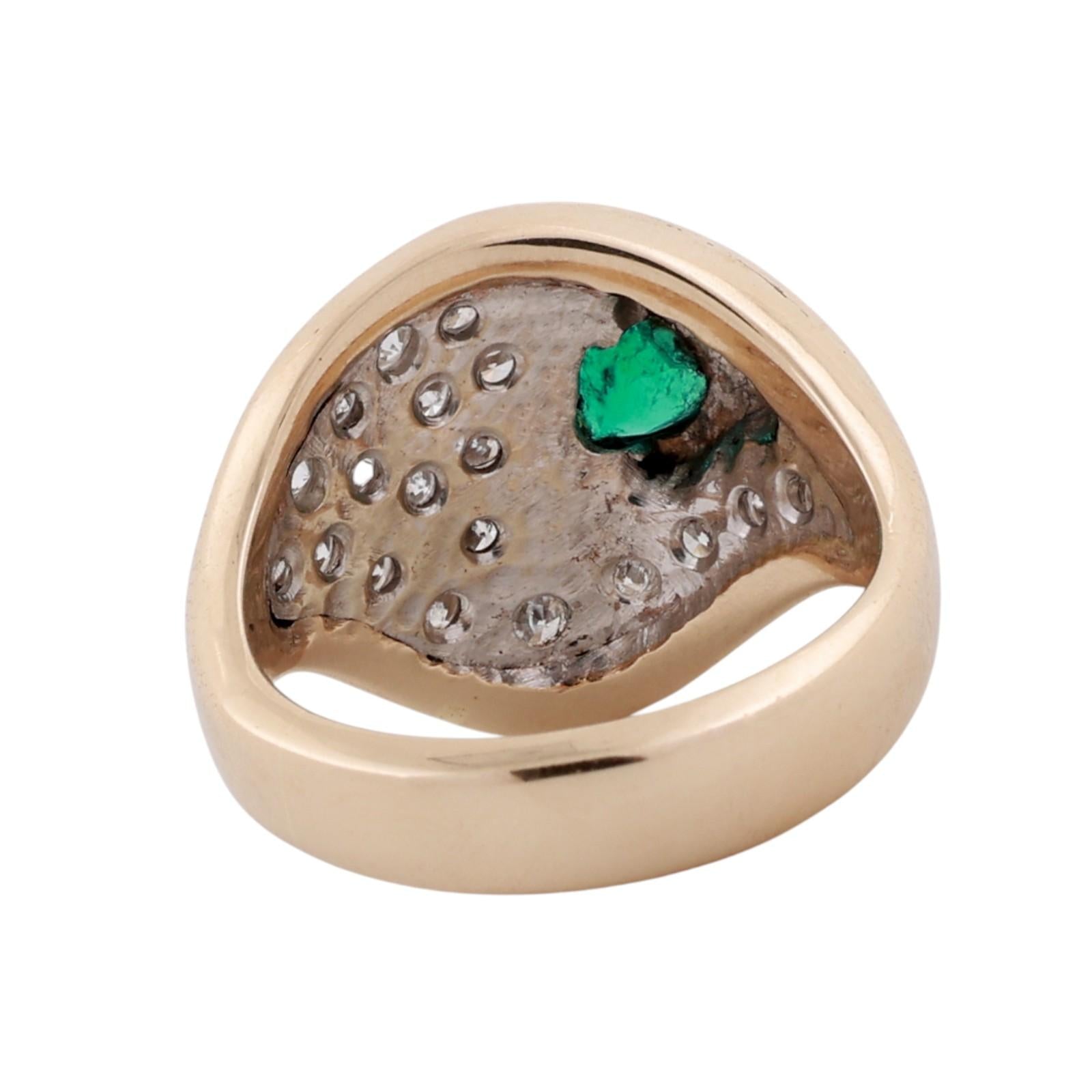 14K Two-Tone Gold Pear Emerald Diamond Cluster Ring 0.80ctw Size 5.5
