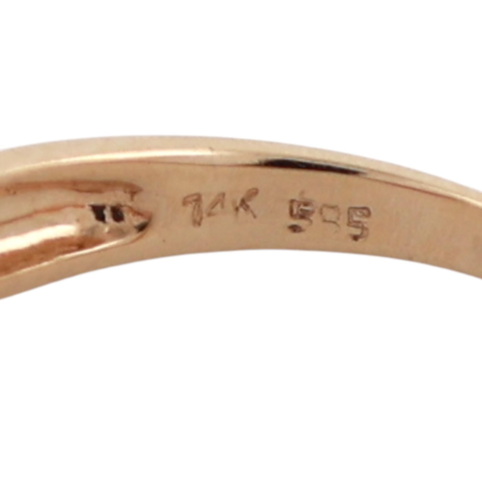14K Yellow Gold 1.35ct Pink Tourmaline Diamond Twist Ring Size 7