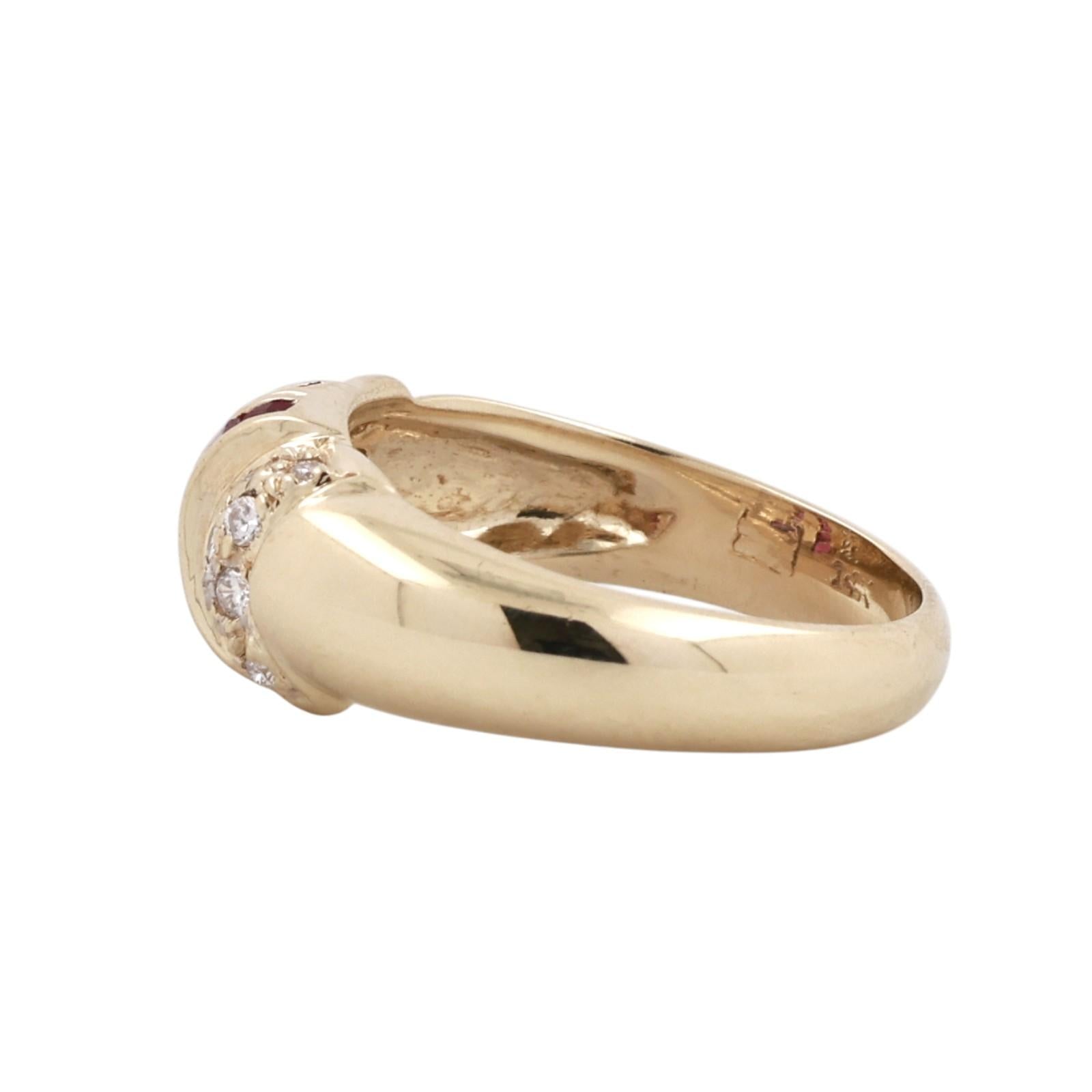 14K Yellow Gold Princess Ruby Diamond Statement Ring 0.75CTW Size 6.75