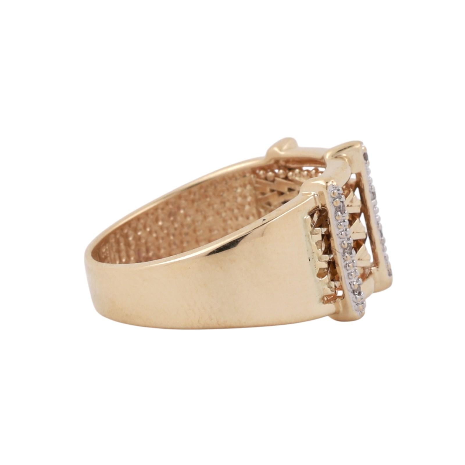 Estate 14K Two Tone Gold Natural Diamond Lattice Mesh Wide Band Ring Size 8.25