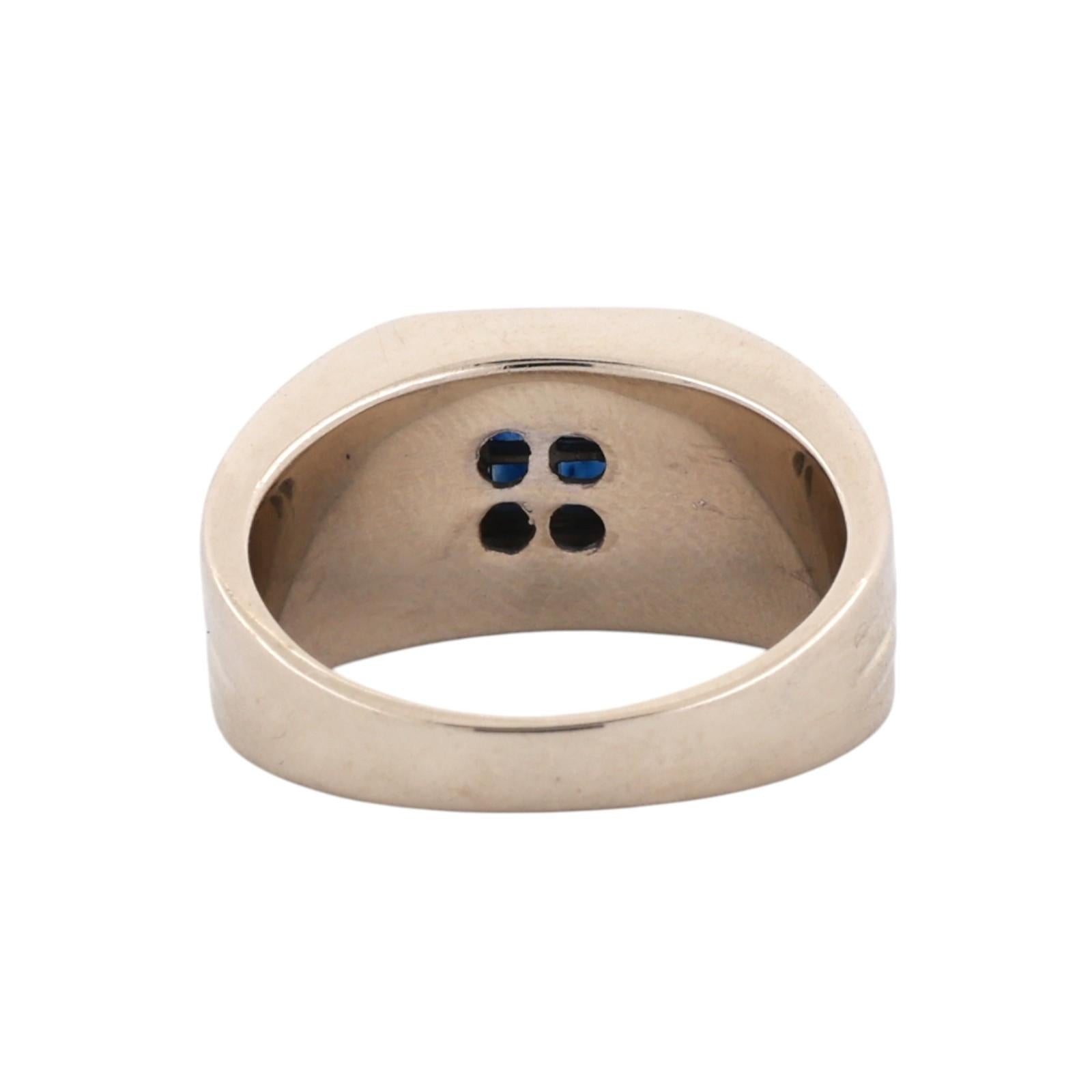 14K Two Tone Gold Sapphire Diamond Halo Men's Ring 0.46CTW Size 9.5 Estate