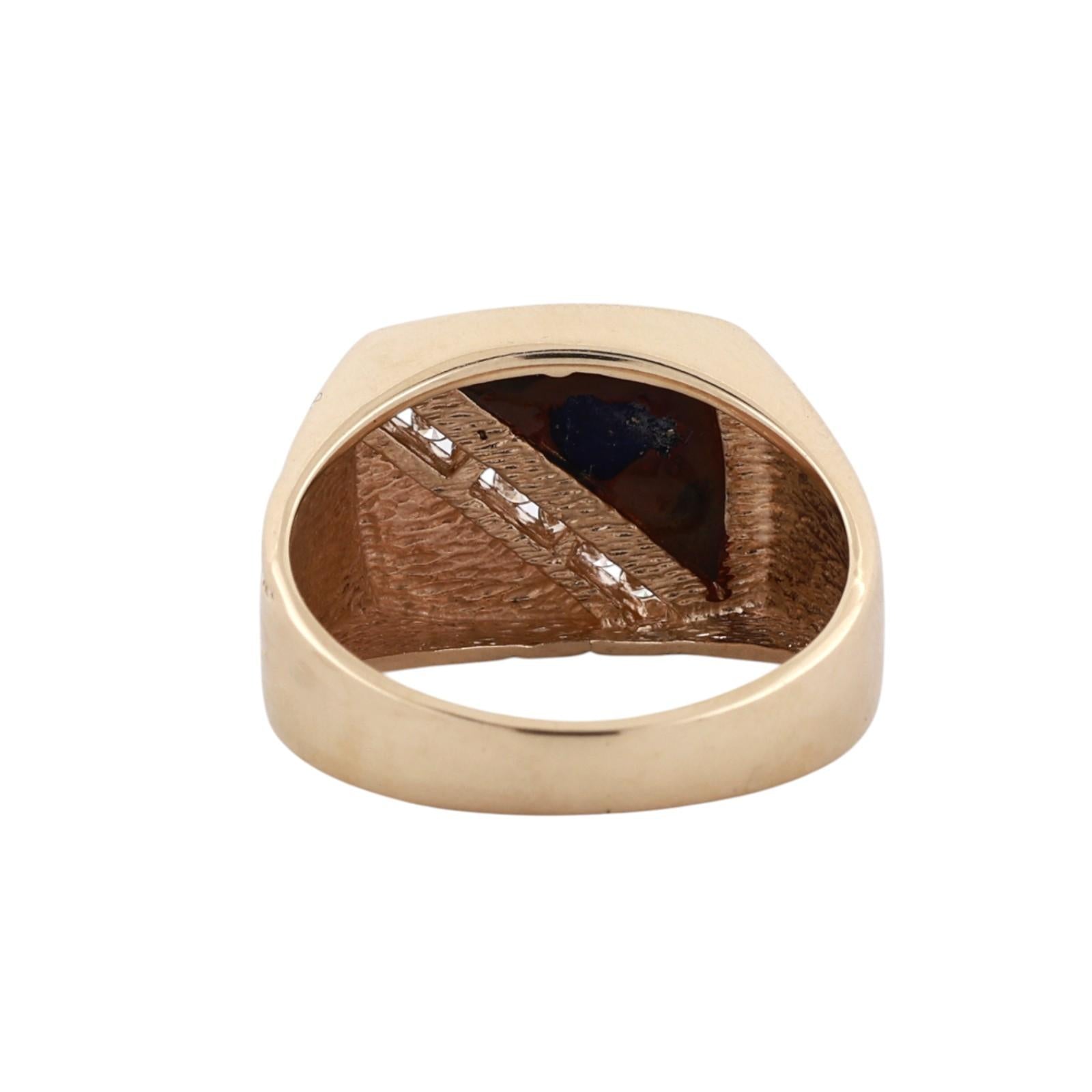 14K Yellow Gold Lapis Lazuli Diamond Signet Ring Men Geometric Size 8.75
