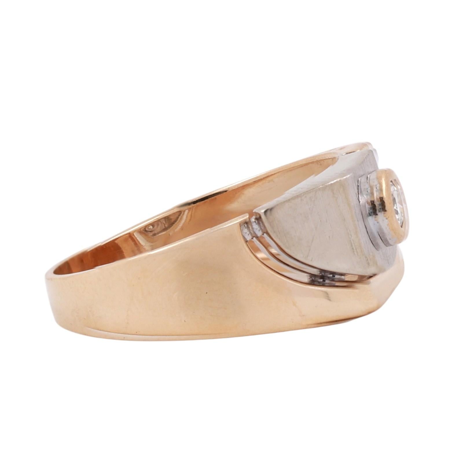 Vintage 14K Two Tone Gold Men's Diamond Signet Ring Bezel Set 0.15 CT Size 11
