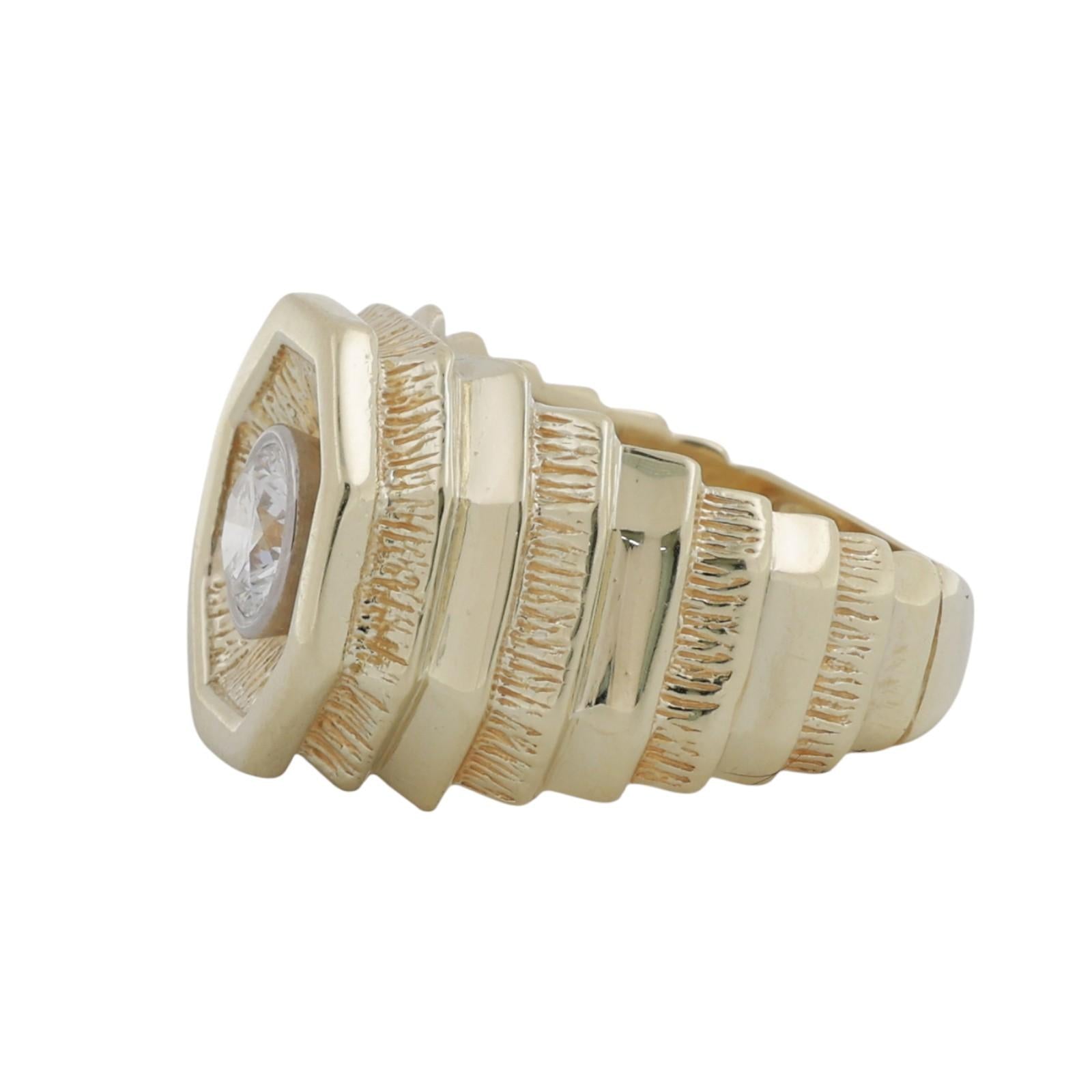 0.75 CT Mens Diamond Signet Ring 14K Two-Tone Gold & Palladium Size 8.25 Estate