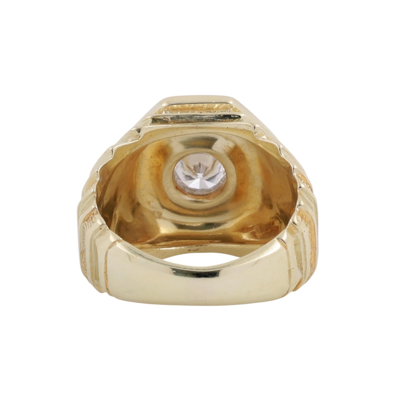 0.75 CT Mens Diamond Signet Ring 14K Two-Tone Gold & Palladium Size 8.25 Estate
