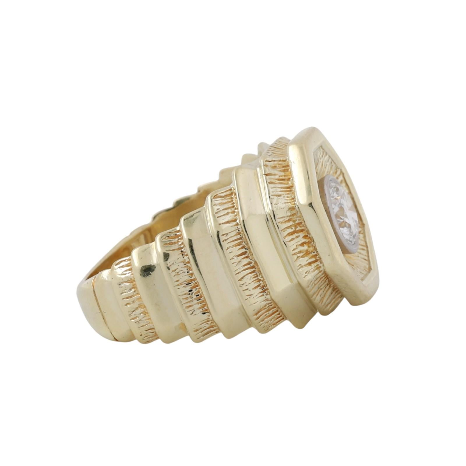 0.75 CT Mens Diamond Signet Ring 14K Two-Tone Gold & Palladium Size 8.25 Estate
