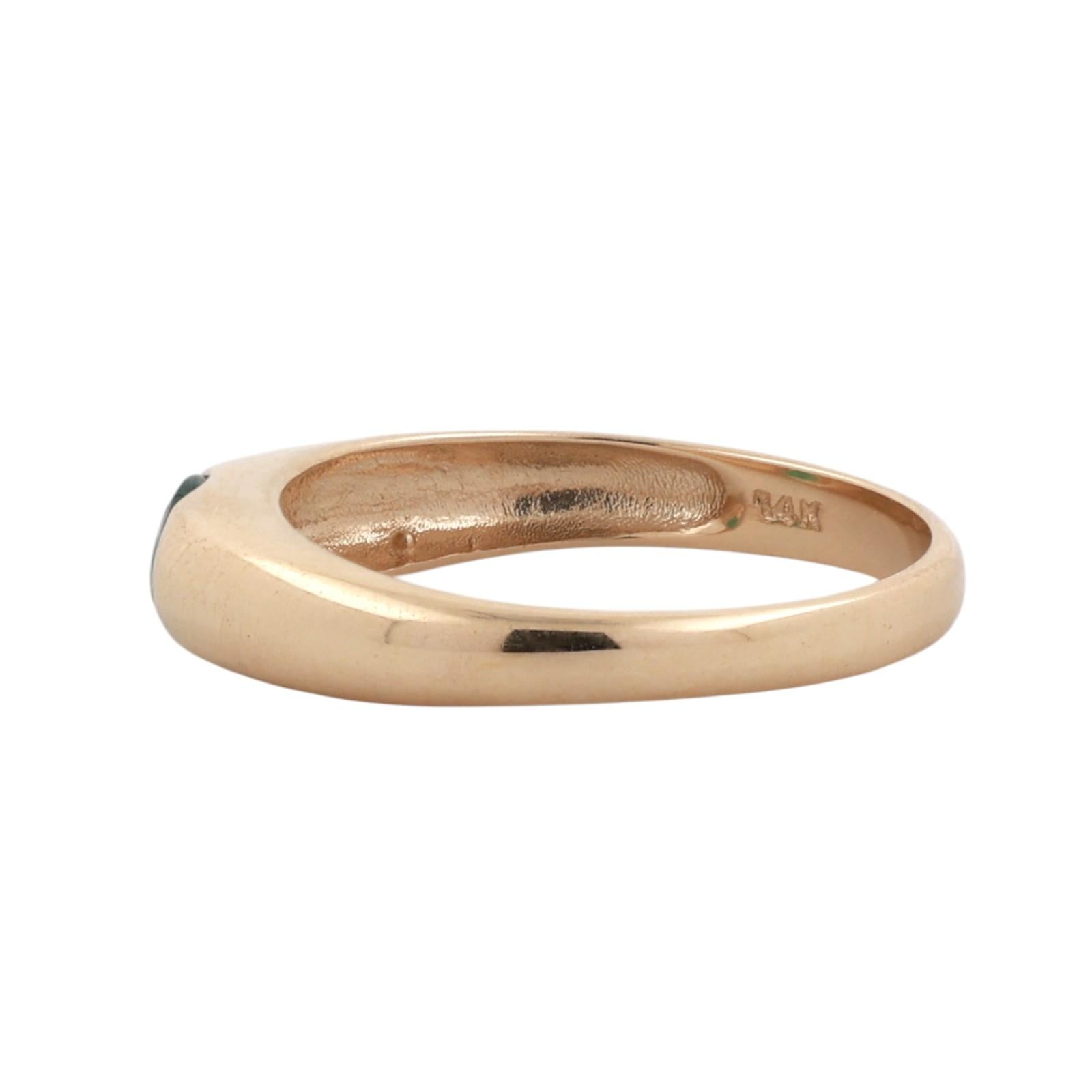 14K Yellow Gold 0.35CT Natural Emerald Oval Flush Set Dome Band Ring Size 7.5